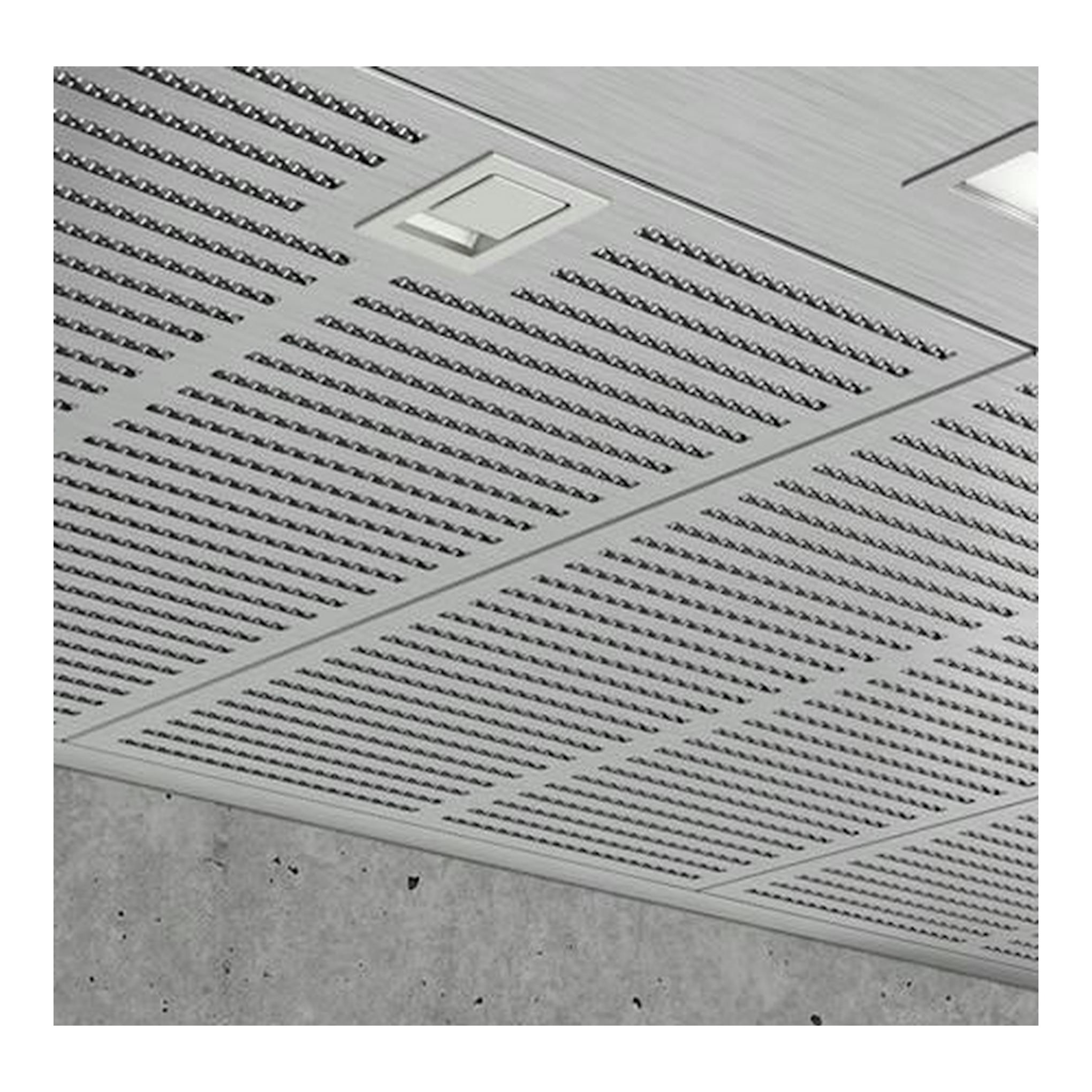 Campana decorativa Siemens LC97BHM50, vista inferior en acero inoxidable, con rejillas y luz.