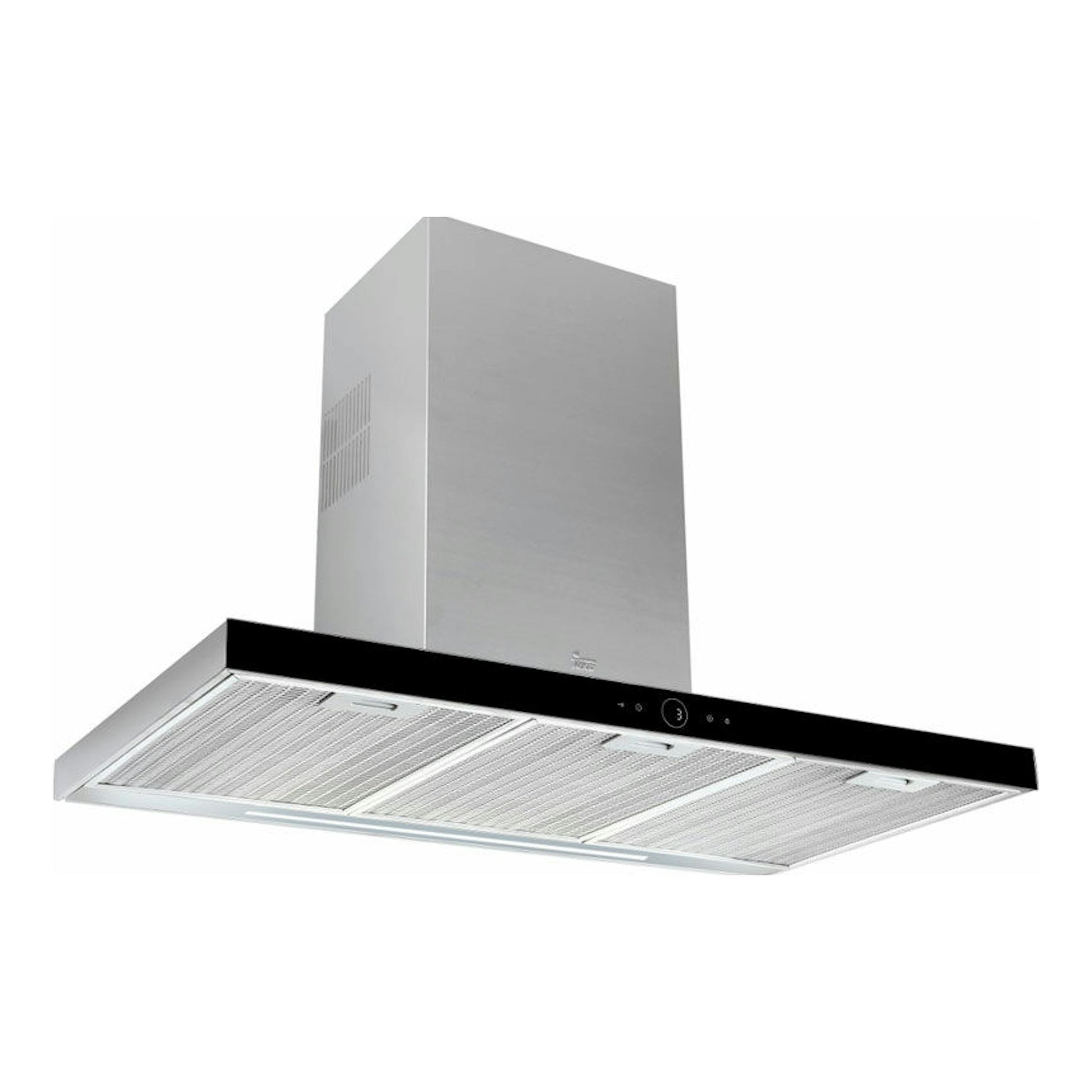 Campana decorativa Teka DLH 1186 T negra y acero inoxidable, vista frontal en perspectiva.