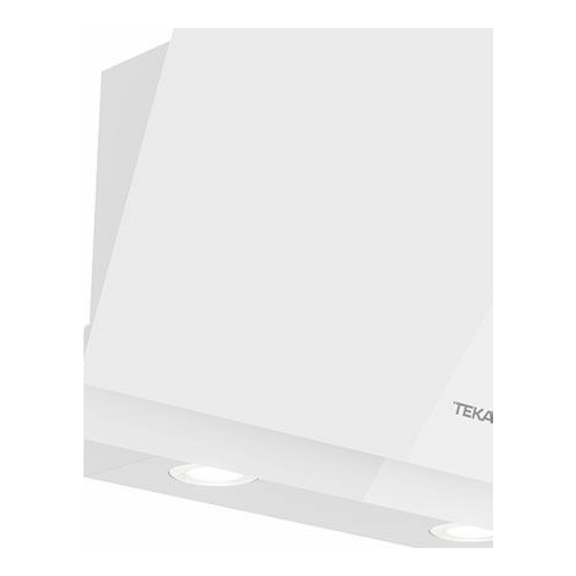 Campana decorativa Teka DVN77050TTC WH blanca, vista frontal en ángulo.