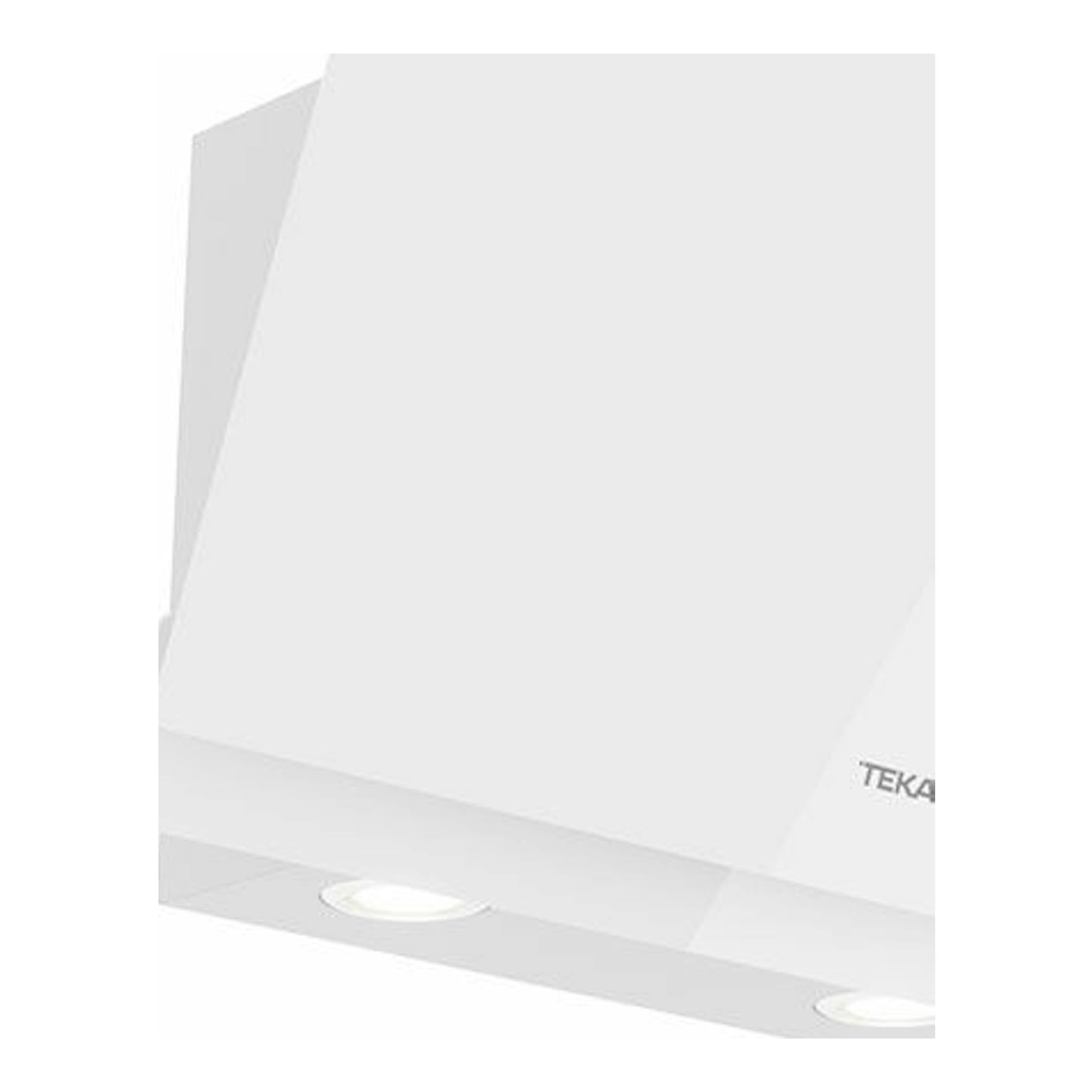 Campana decorativa Teka DVN77050TTC WH blanca, vista frontal en ángulo.
