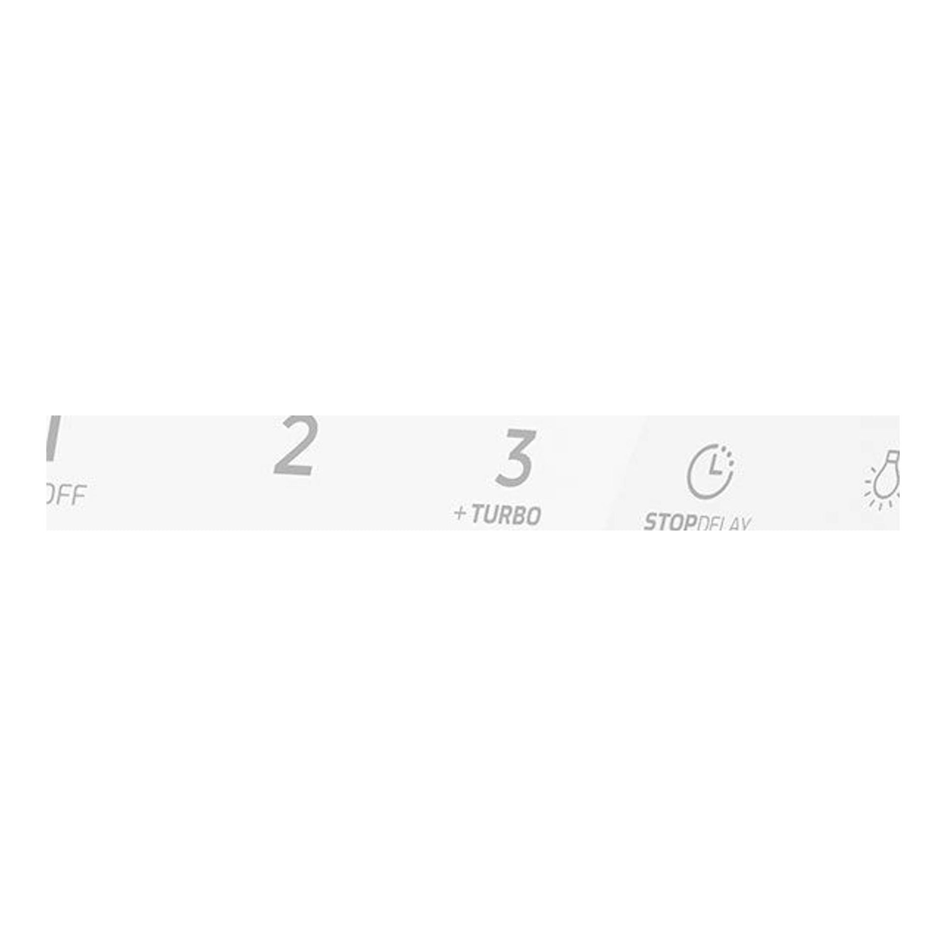 Campana decorativa Teka DVN97050TTC WH blanca, vista frontal parcial del panel táctil con botones 1, 2, 3 y luz.