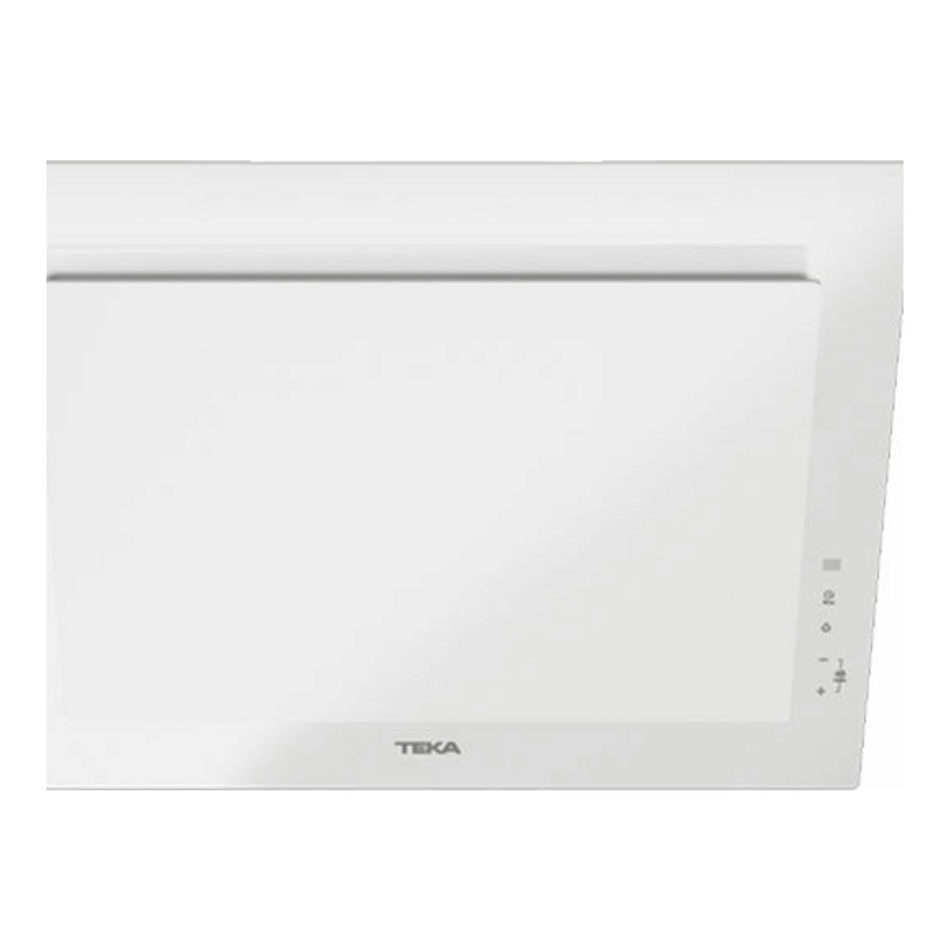 Campana decorativa Teka DVT 68660 TBS blanca, vista frontal, con panel y controles laterales.