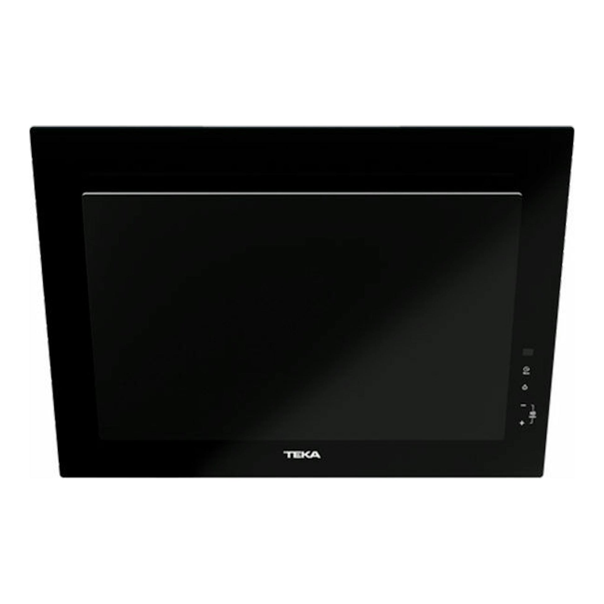 Campana decorativa Teka DVT 68660 TBS negra, vista frontal, con panel de cristal y controles táctiles.