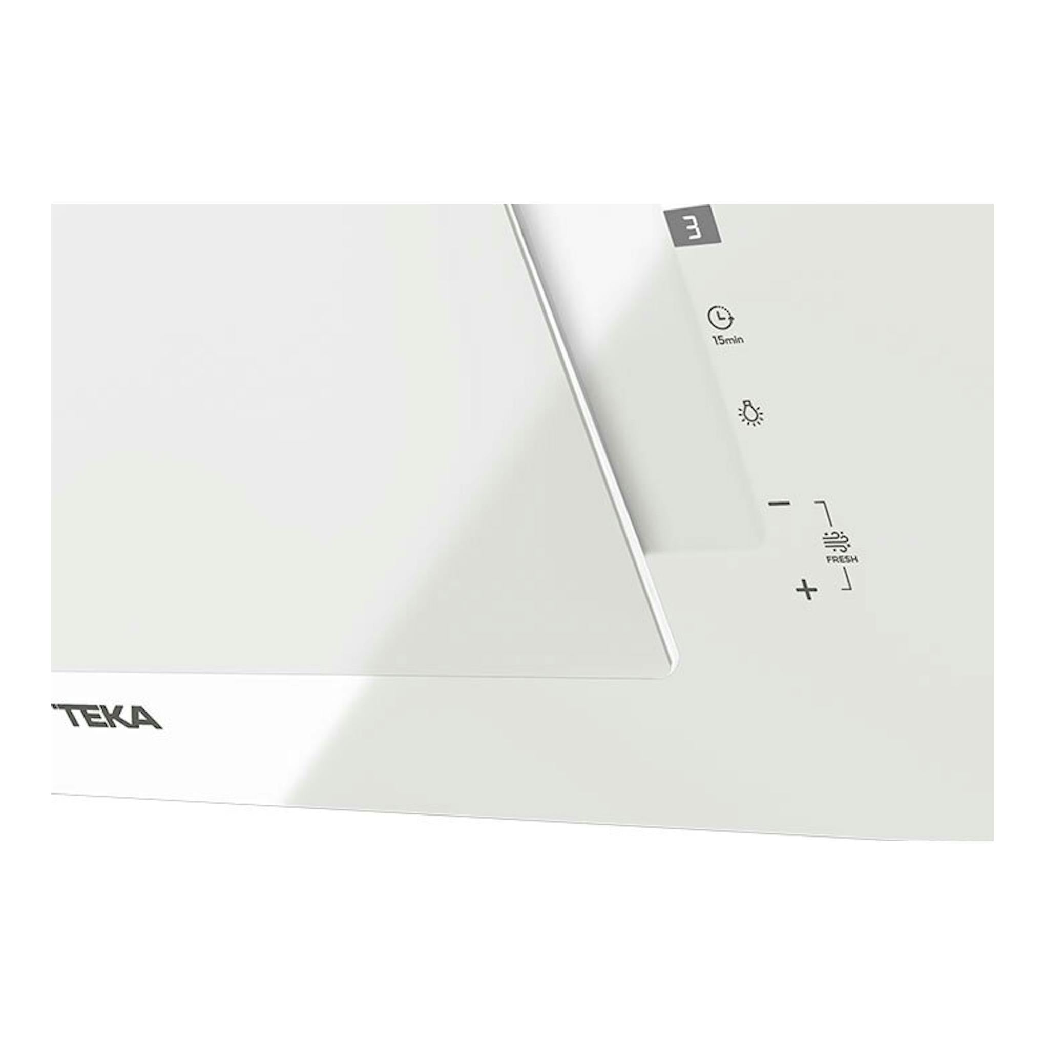 Campana decorativa Teka DVTPRO78780TCS blanca, vista frontal parcial en primer plano.