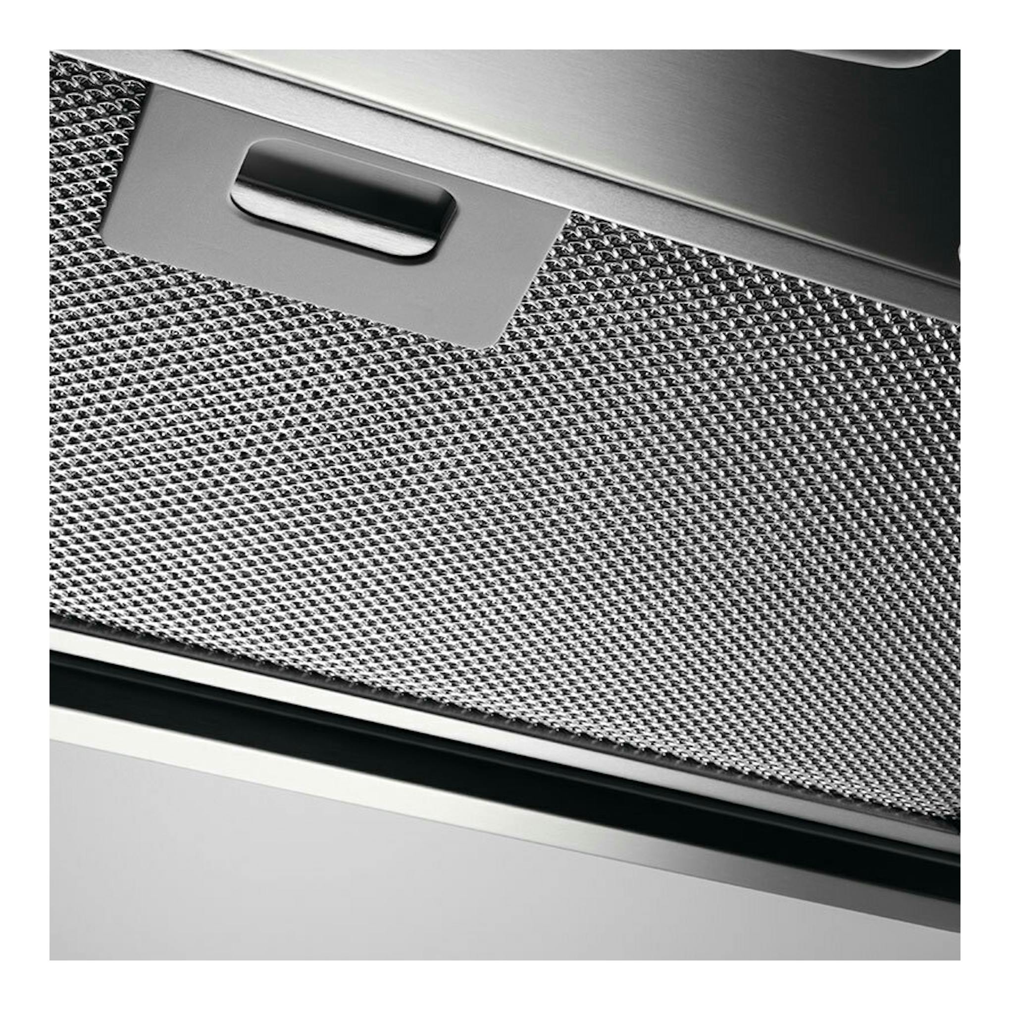 Campana Electrolux LFG235S inox, vista en primer plano del filtro metálico y panel de acero.