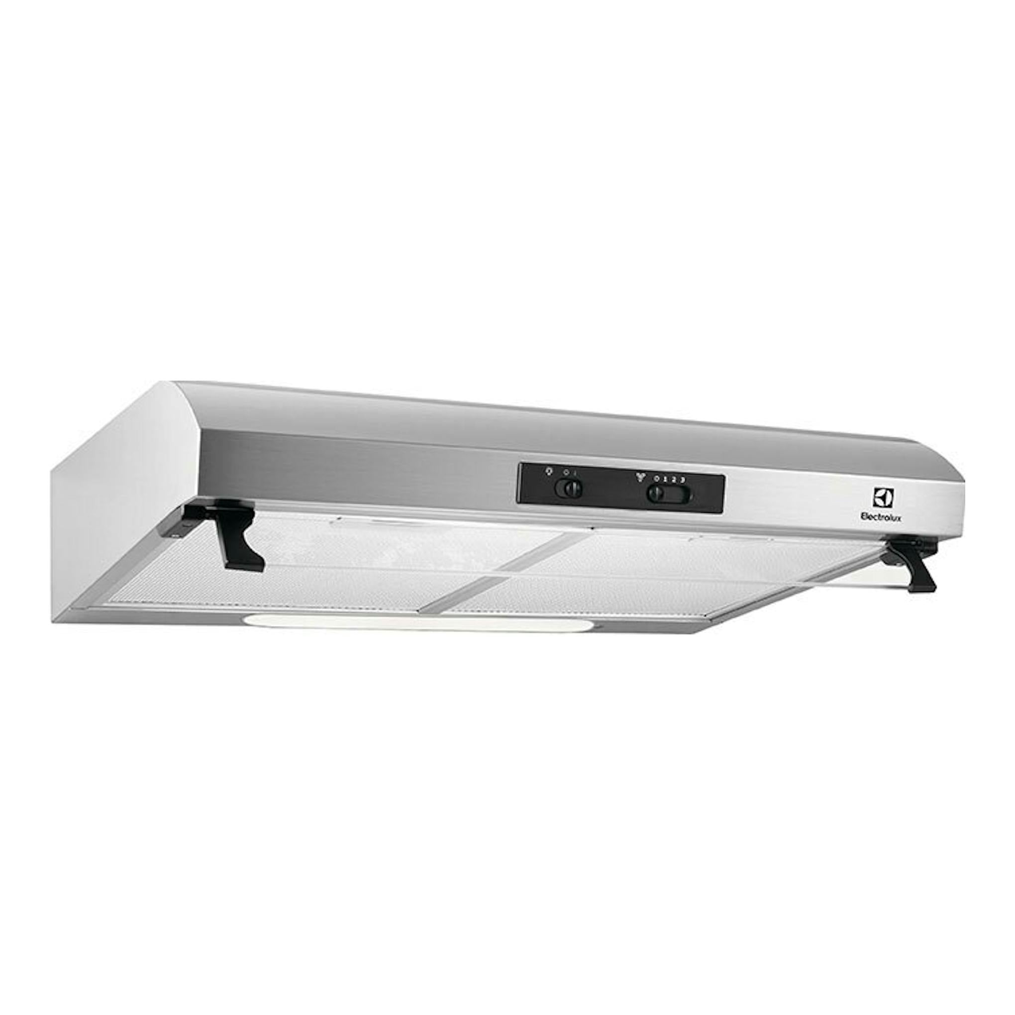 Campana Electrolux LFU226X de inox, vista frontal en acero inoxidable con controles negros.