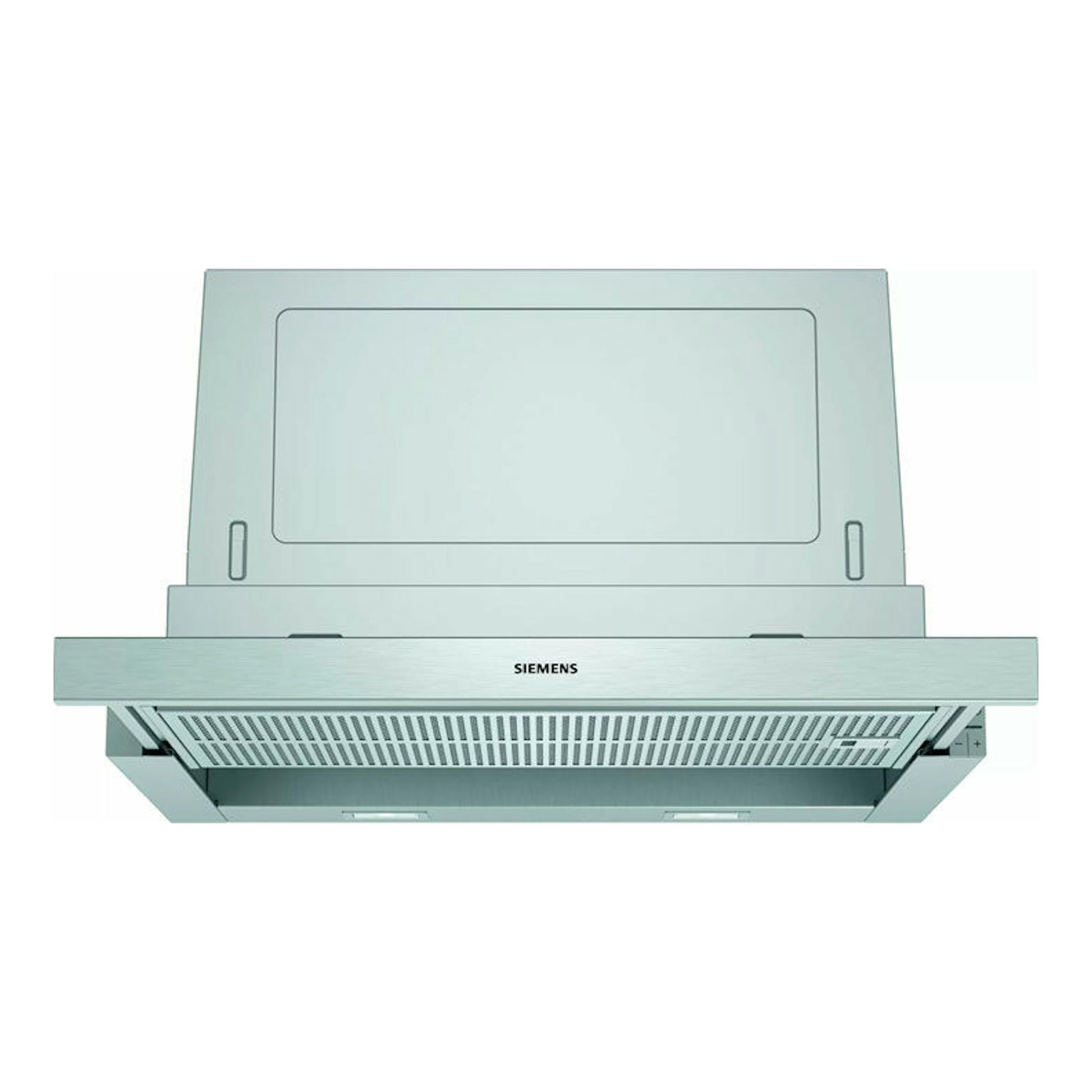 Campana extraíble Siemens LI67SA531 inox, vista frontal, acabado acero inoxidable.