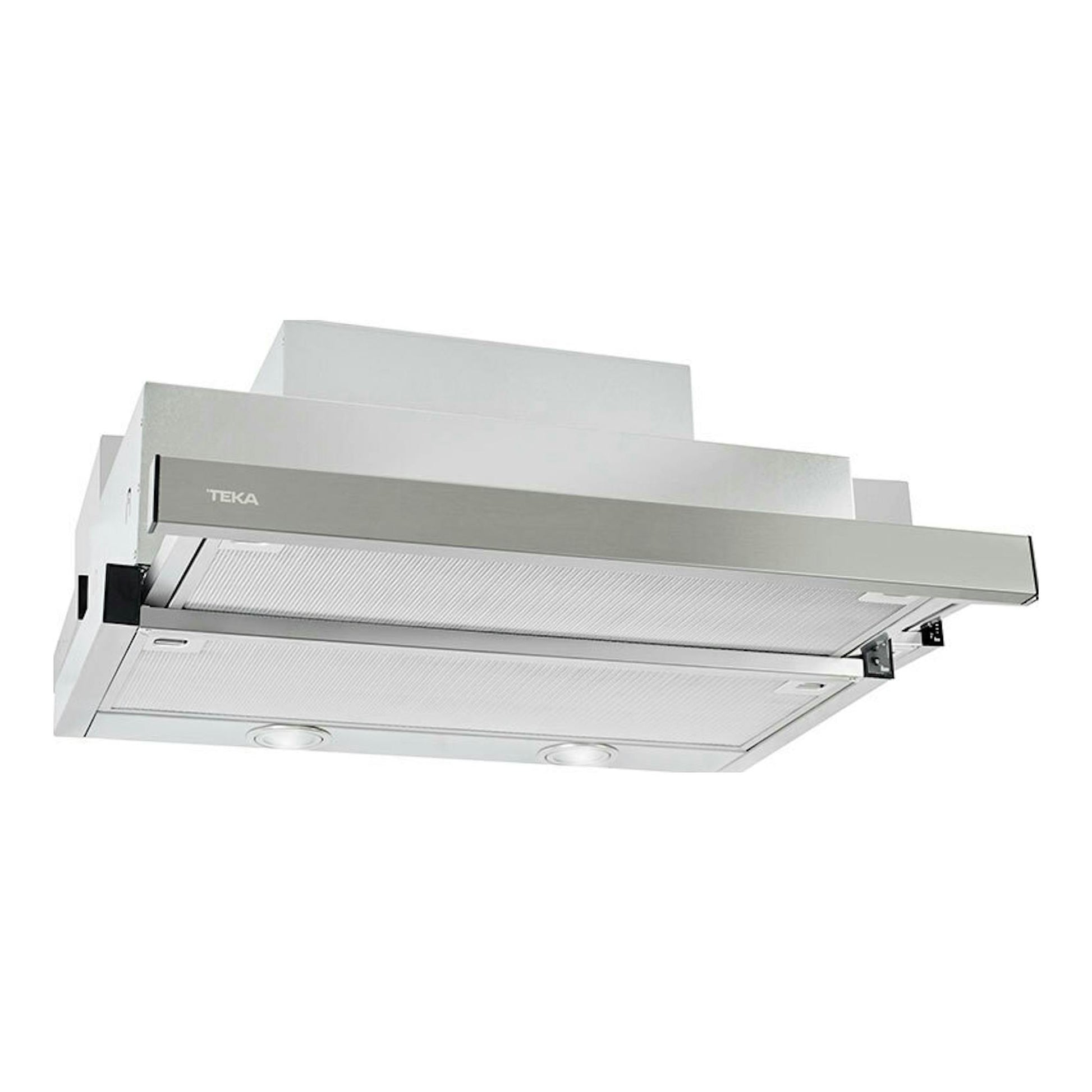 Campana extraíble Teka CNL 6610 Inox, vista inferior en ángulo, acabado acero inoxidable.