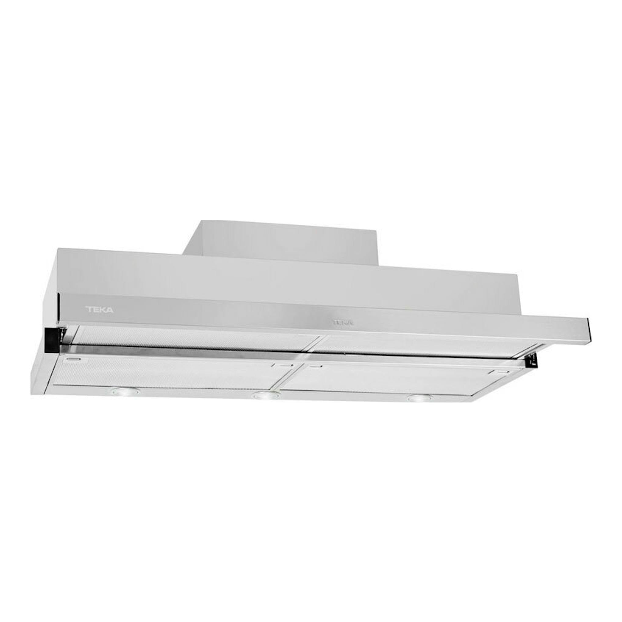Campana extractora telescópica Teka CNL 9610 Inox de acero inoxidable, vista frontal inclinada.