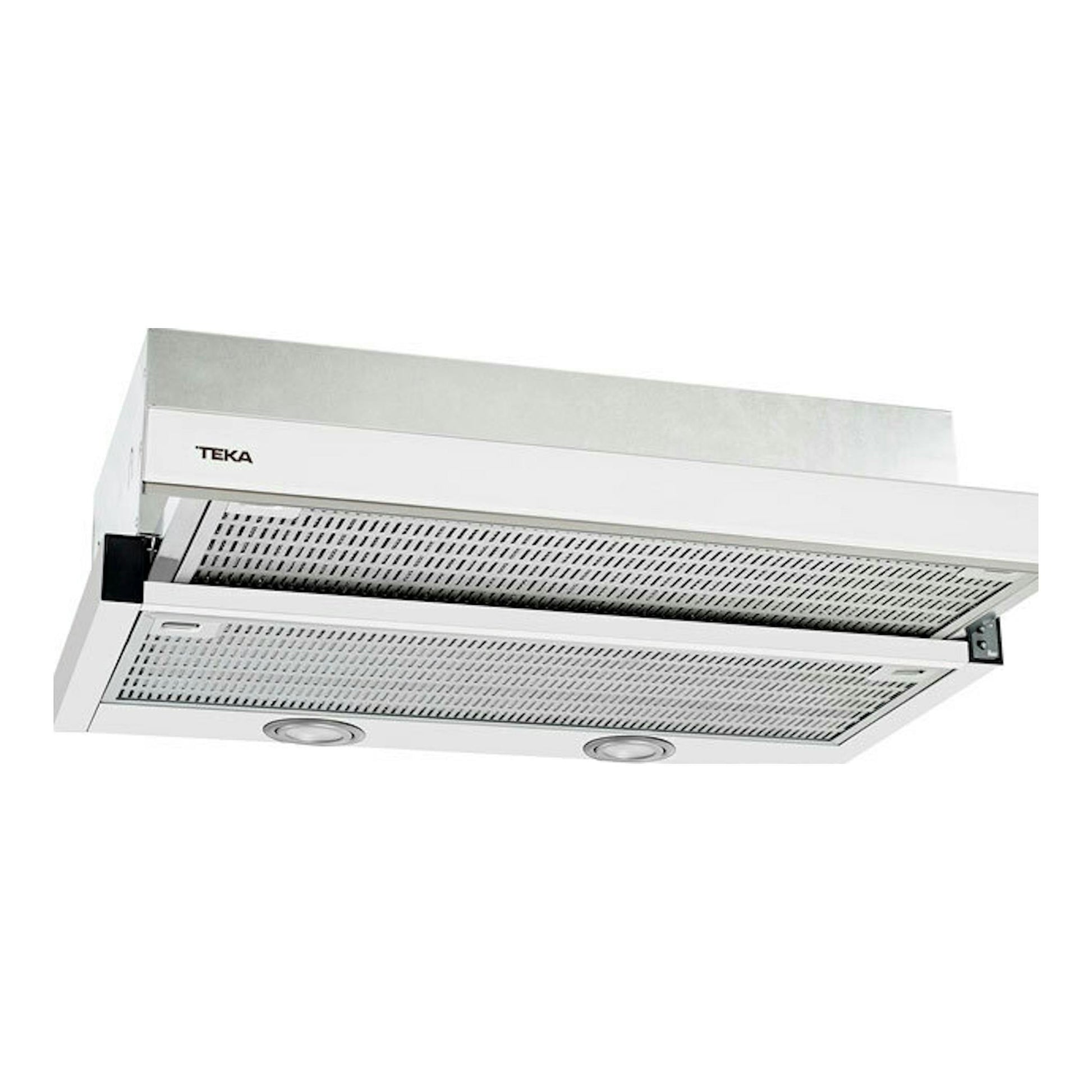 Campana extraíble Teka CNL6400.2 WH blanca, vista inferior en ángulo.