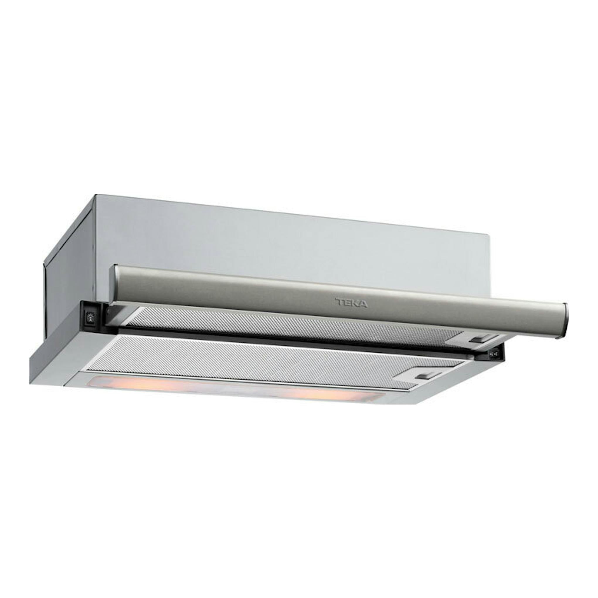 Campana extraíble Teka TL7420.2 IX de acero inoxidable, vista frontal inferior.