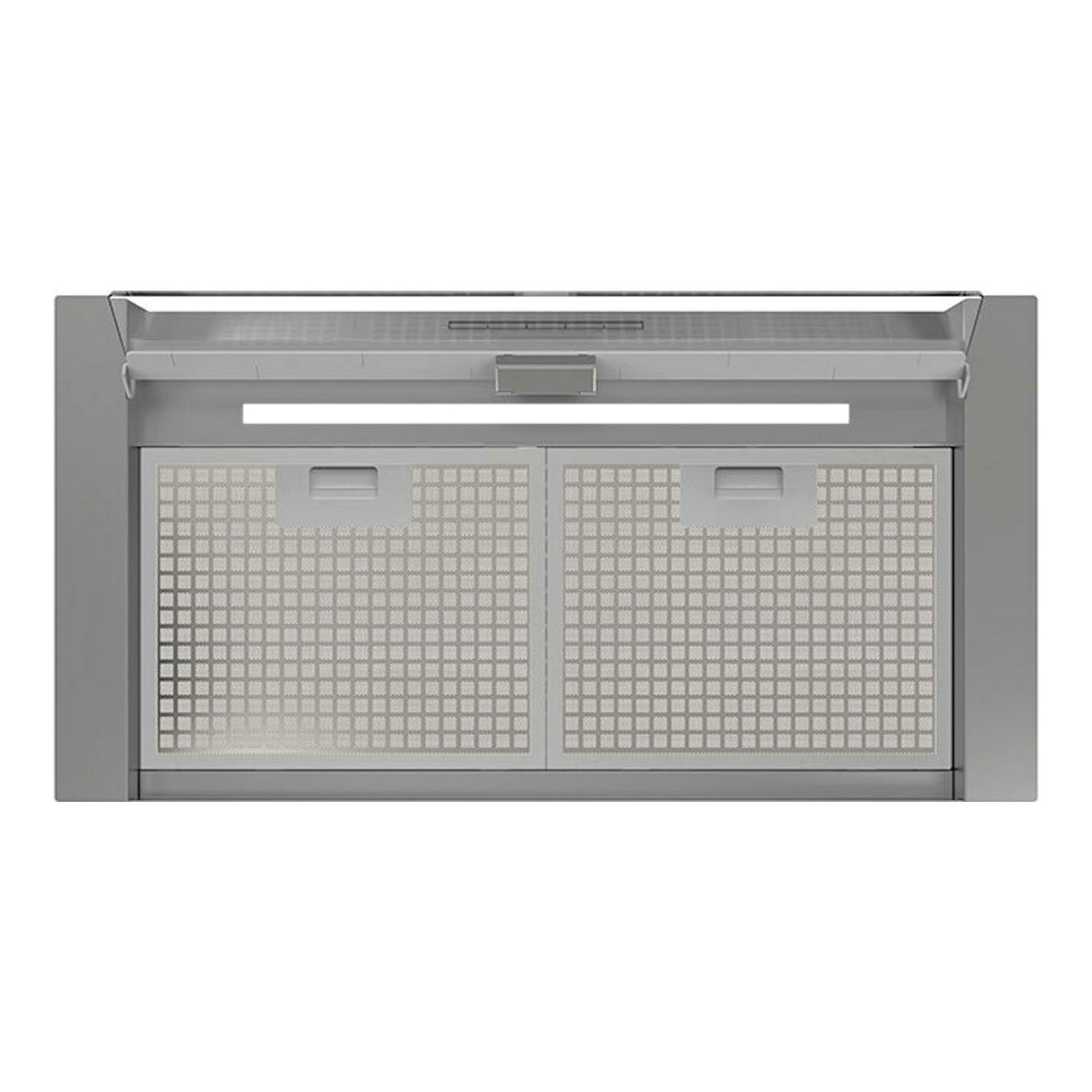 Campana integrable Cata Arona 60X inox, vista frontal, color gris metalizado, con dos filtros.
