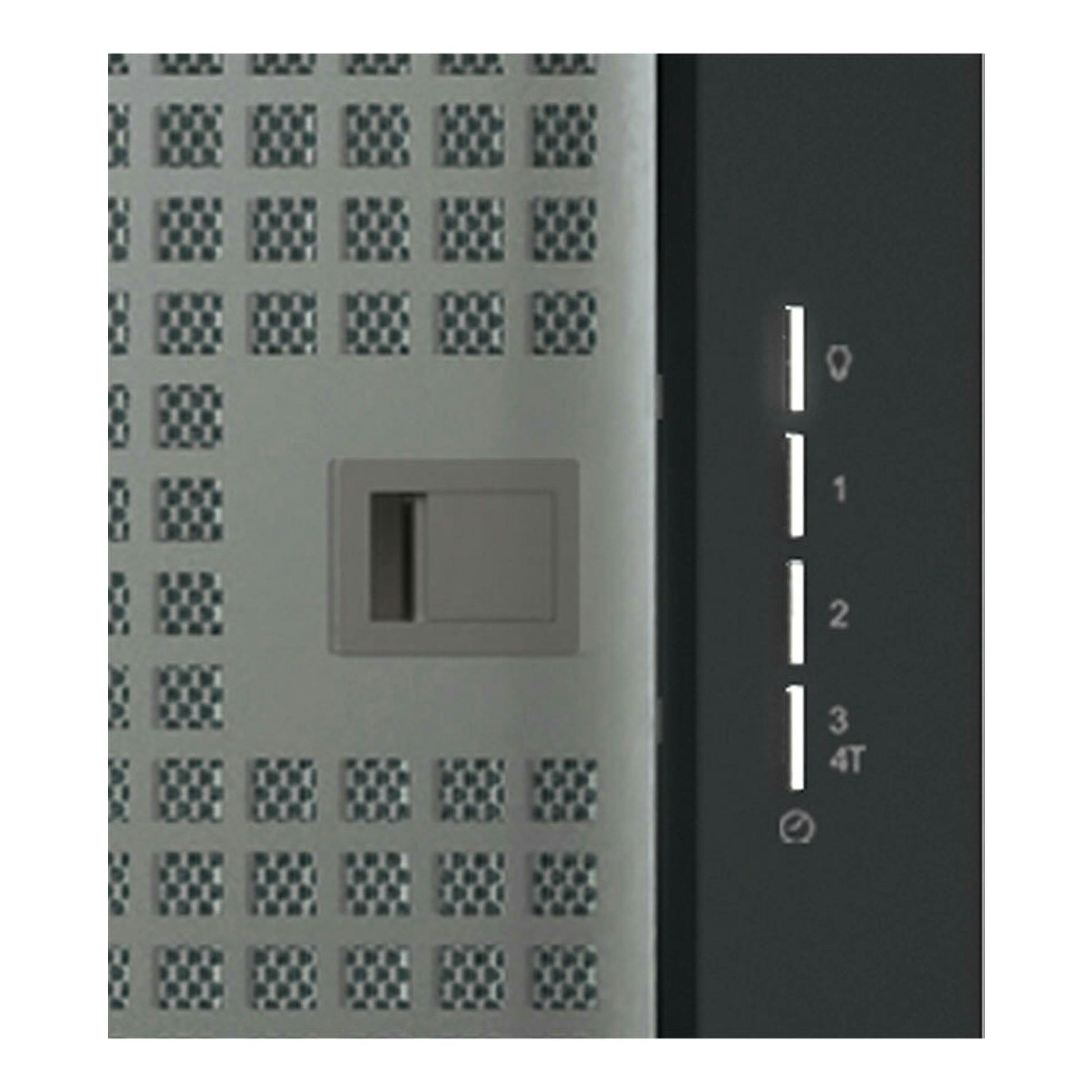 Campana integrable Cata Corona BK90 negra, vista frontal parcial con panel negro y filtros metálicos perforados.