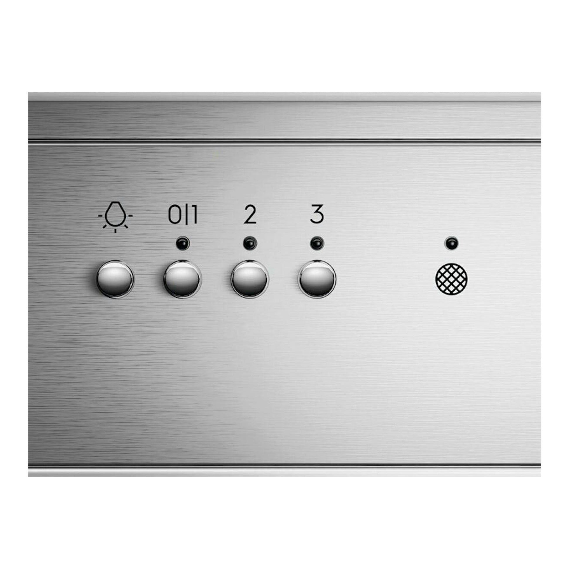 Campana integrable Electrolux LFP516X de acero inoxidable, vista frontal de los mandos y botones.