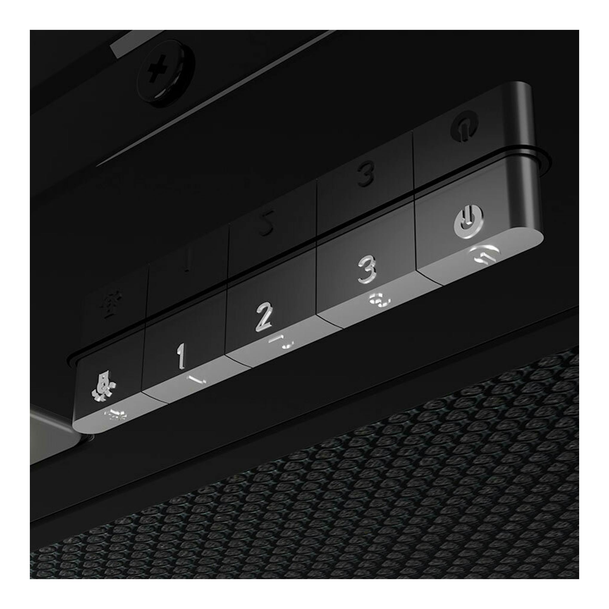 Campana integrable Teka GFI63030KOS negra, vista en detalle del panel de mandos con botones numerados.