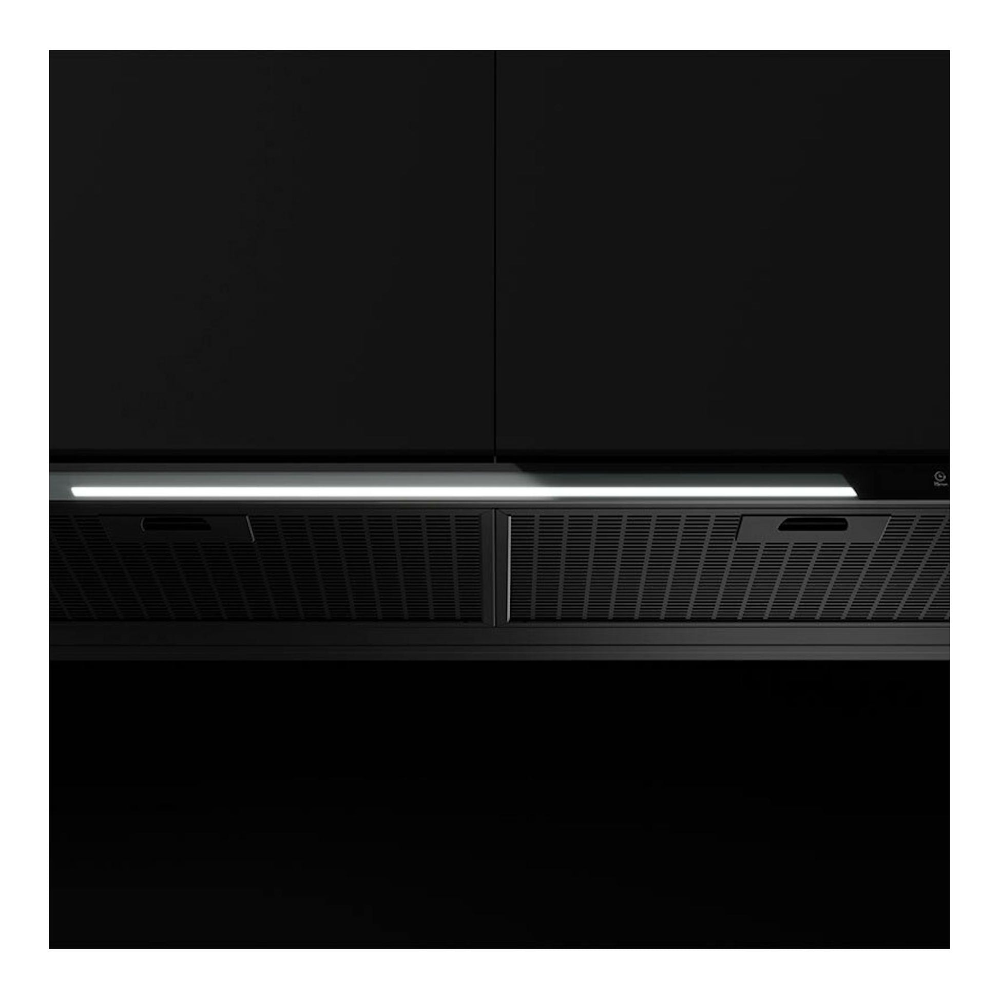 Campana integrable Teka GFI97350EOS negra, vista frontal, con luz LED y filtros metálicos.