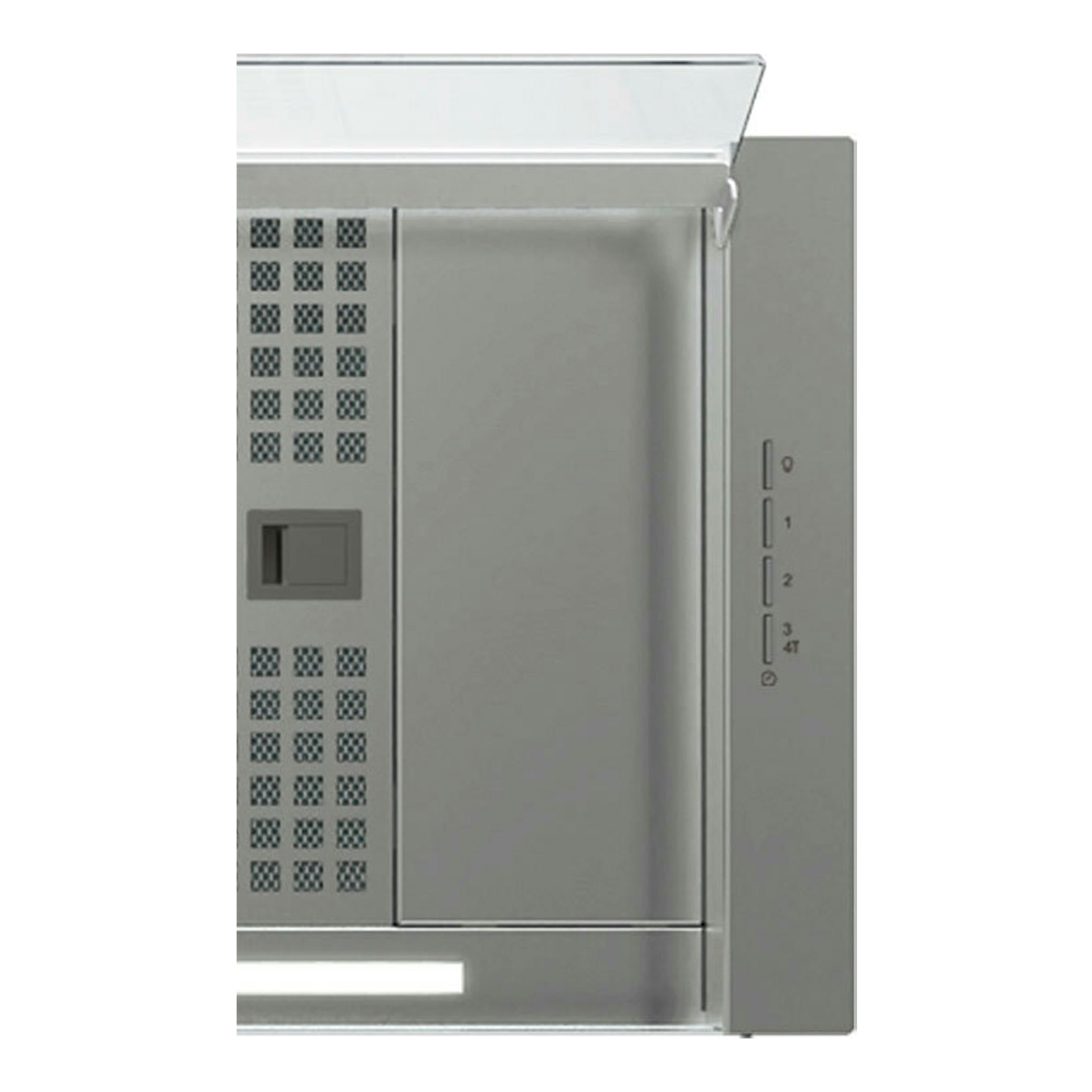 Campana integrada Cata Corona X120B inox, vista frontal parcial en acero inoxidable con controles laterales.
