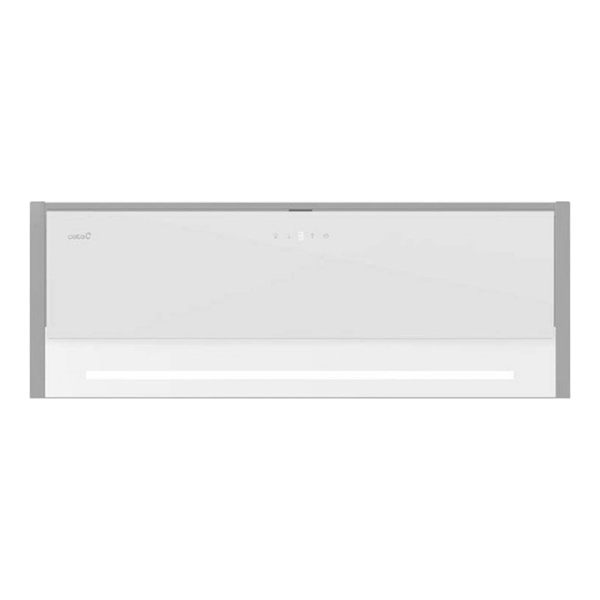 Campana integrada Cata Tenta 90 GWH Inox, vista frontal, acabado blanco con laterales inox.