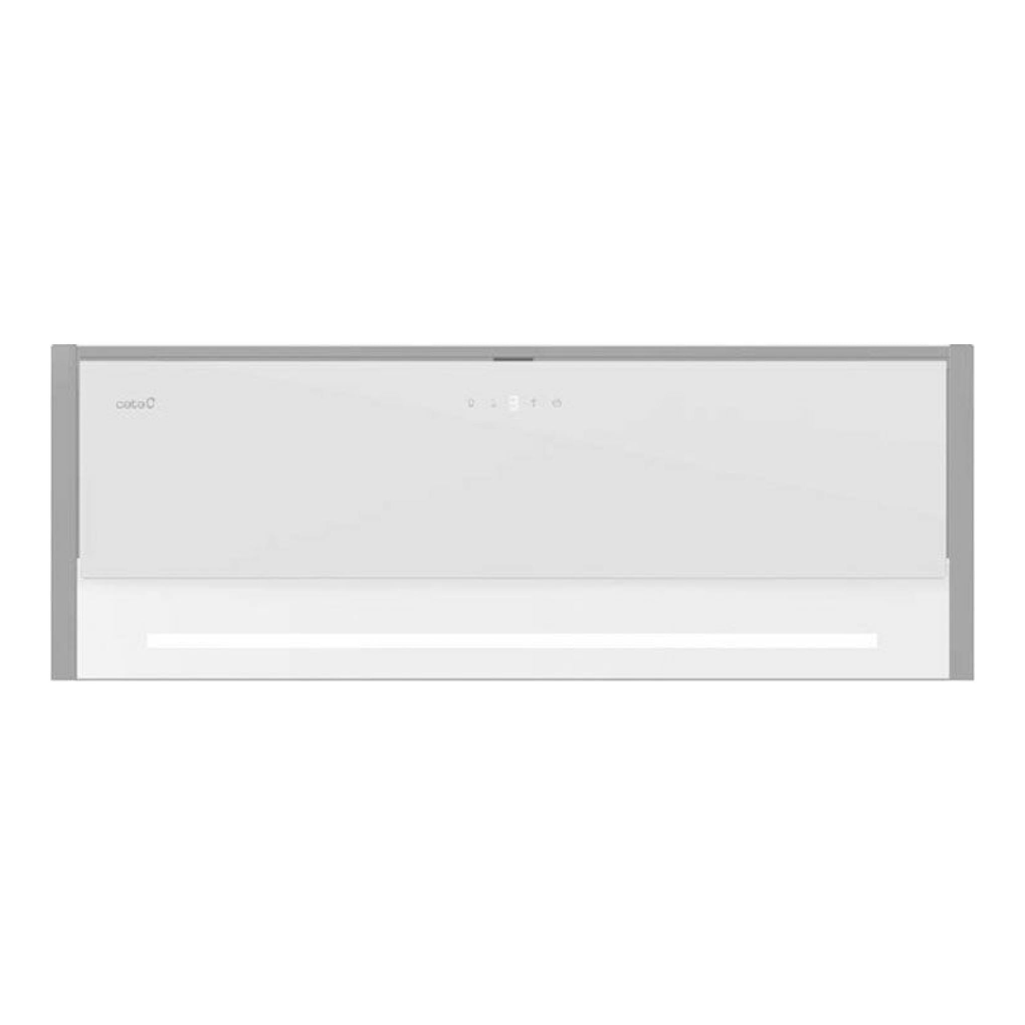 Campana integrada Cata Tenta 90 GWH Inox, vista frontal, acabado blanco con laterales inox.