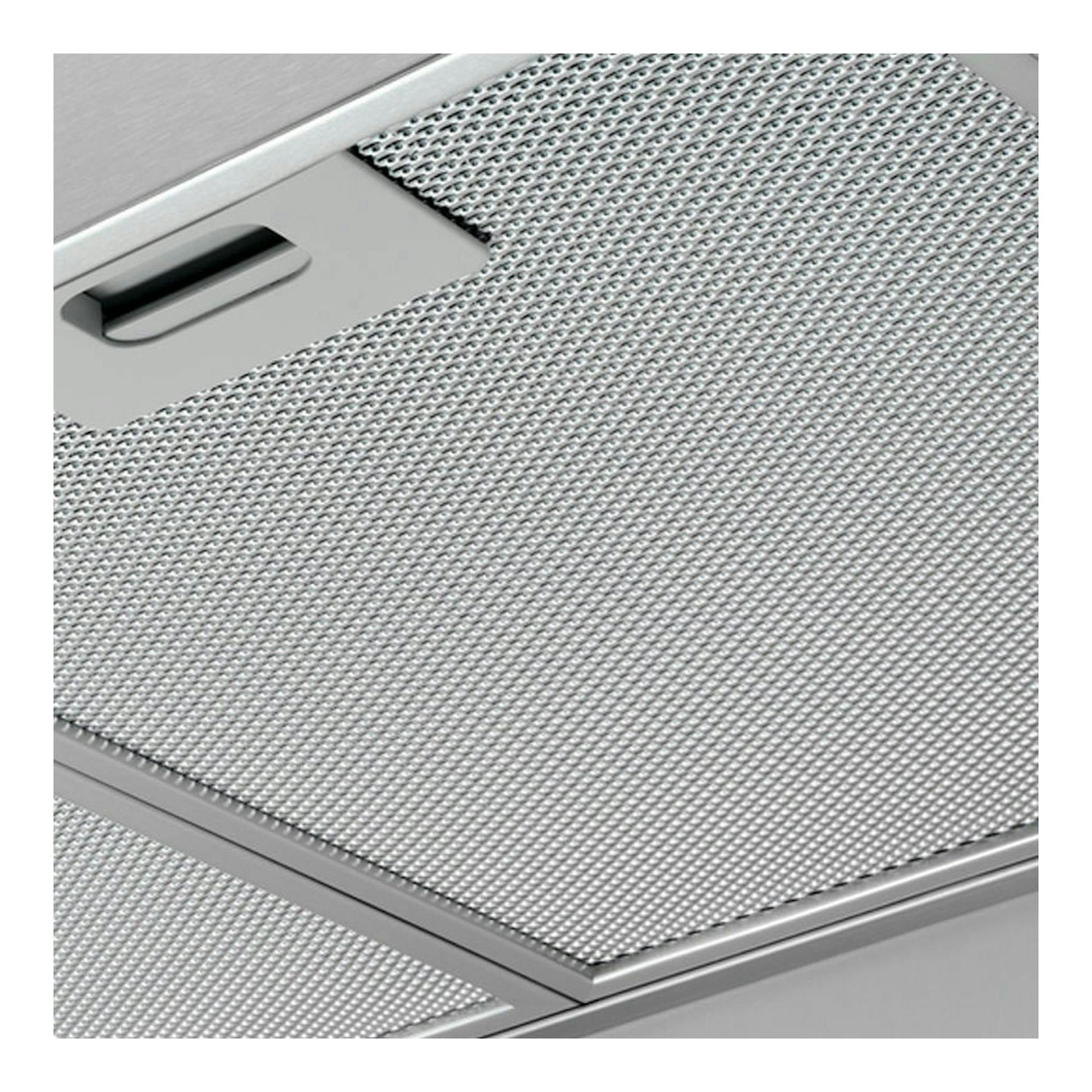 Campana integrada Electrolux EFP126X en inox, vista en primer plano del panel y filtro metálico.