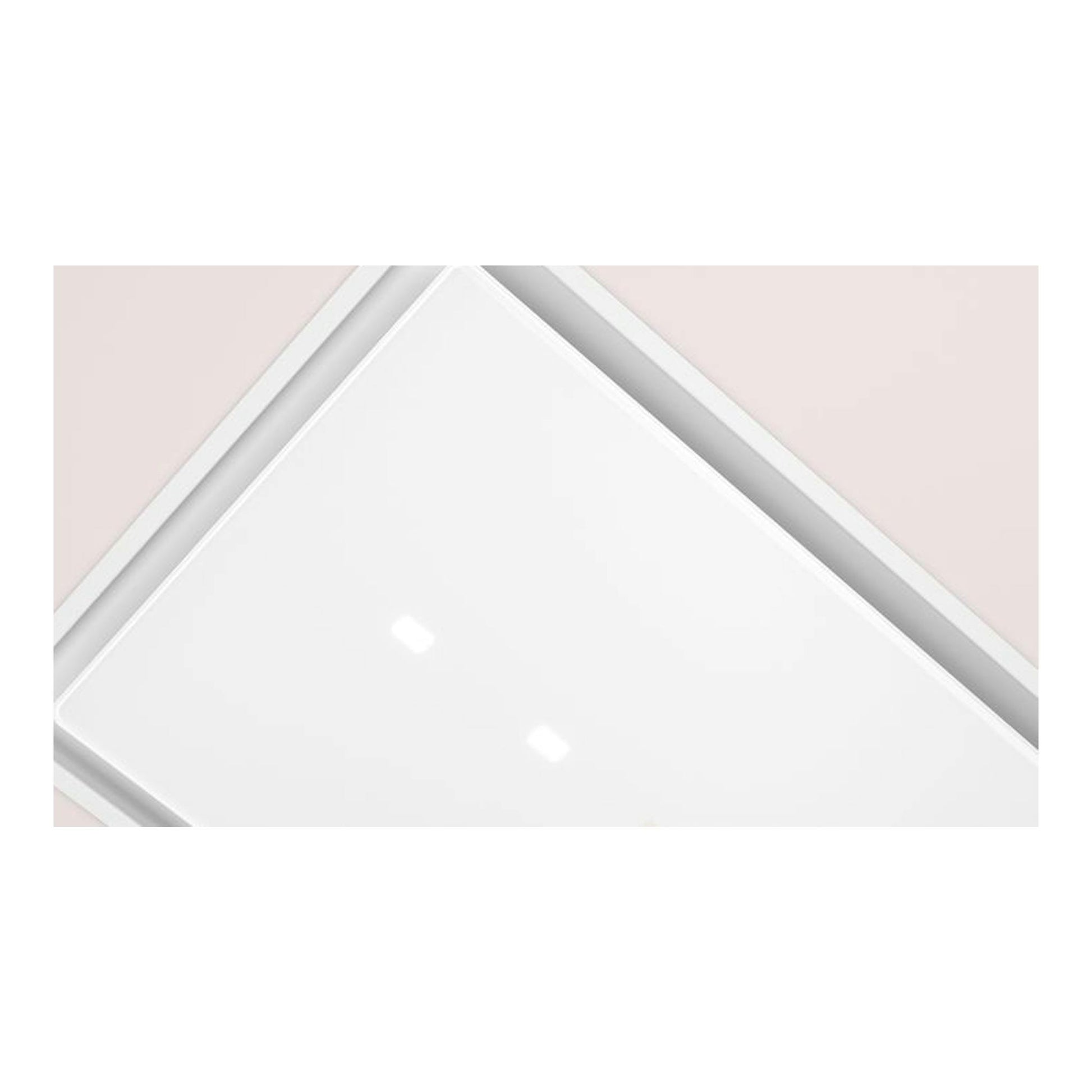 Campana de techo Balay 3BE296ABC blanca, vista superior en diagonal, con panel de cristal.
