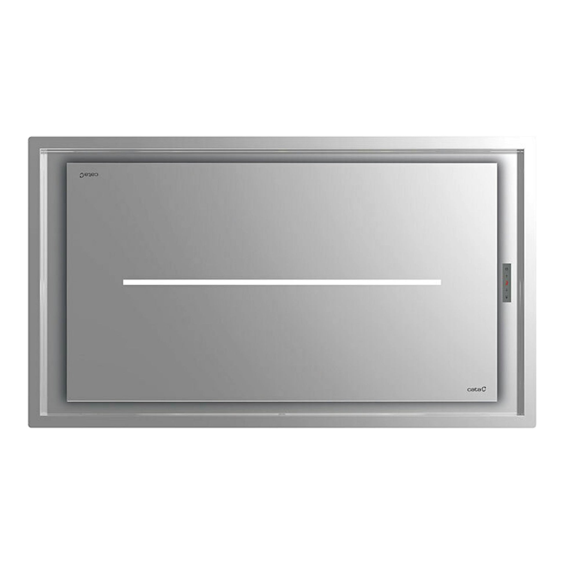 Campana de techo Cata Bennu Slim 900 X, vista frontal, rectangular, gris plata.