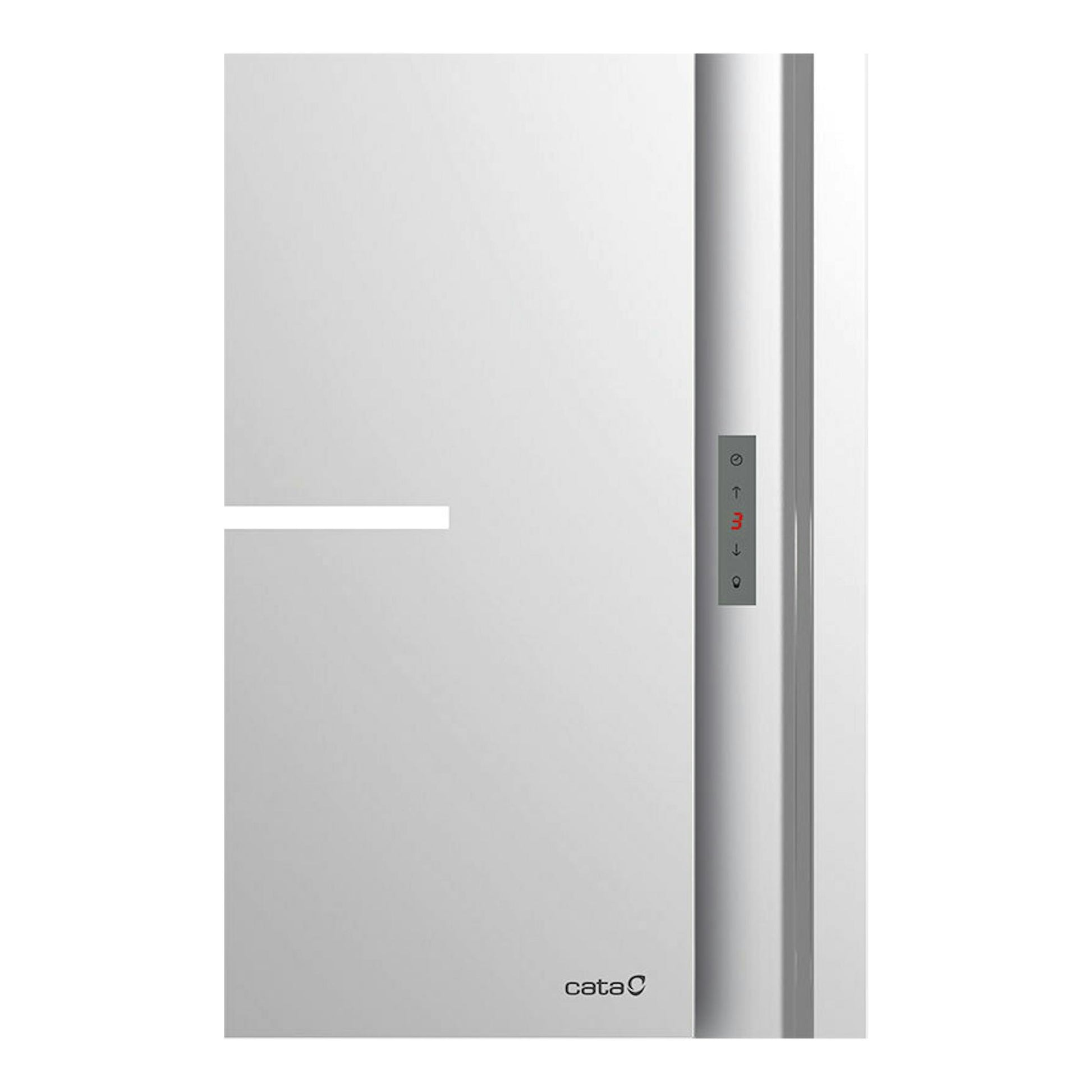 Campana de techo Cata Bennu Slim 900 X en acero inoxidable, vista frontal parcial con panel táctil.