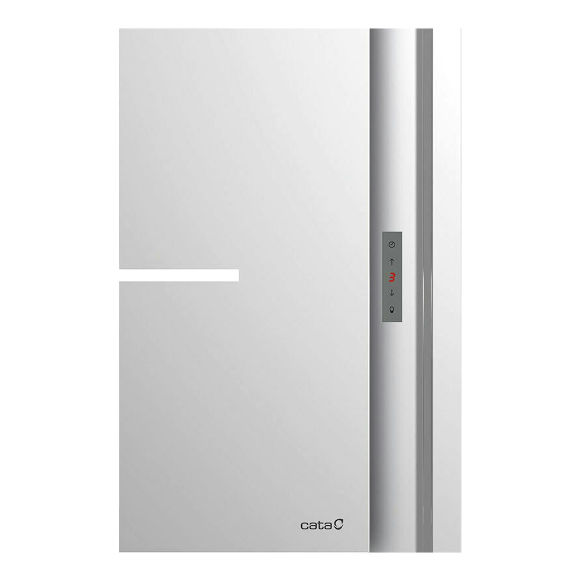 Campana de techo Cata Bennu Slim 900 X en acero inoxidable, vista frontal parcial con panel táctil.