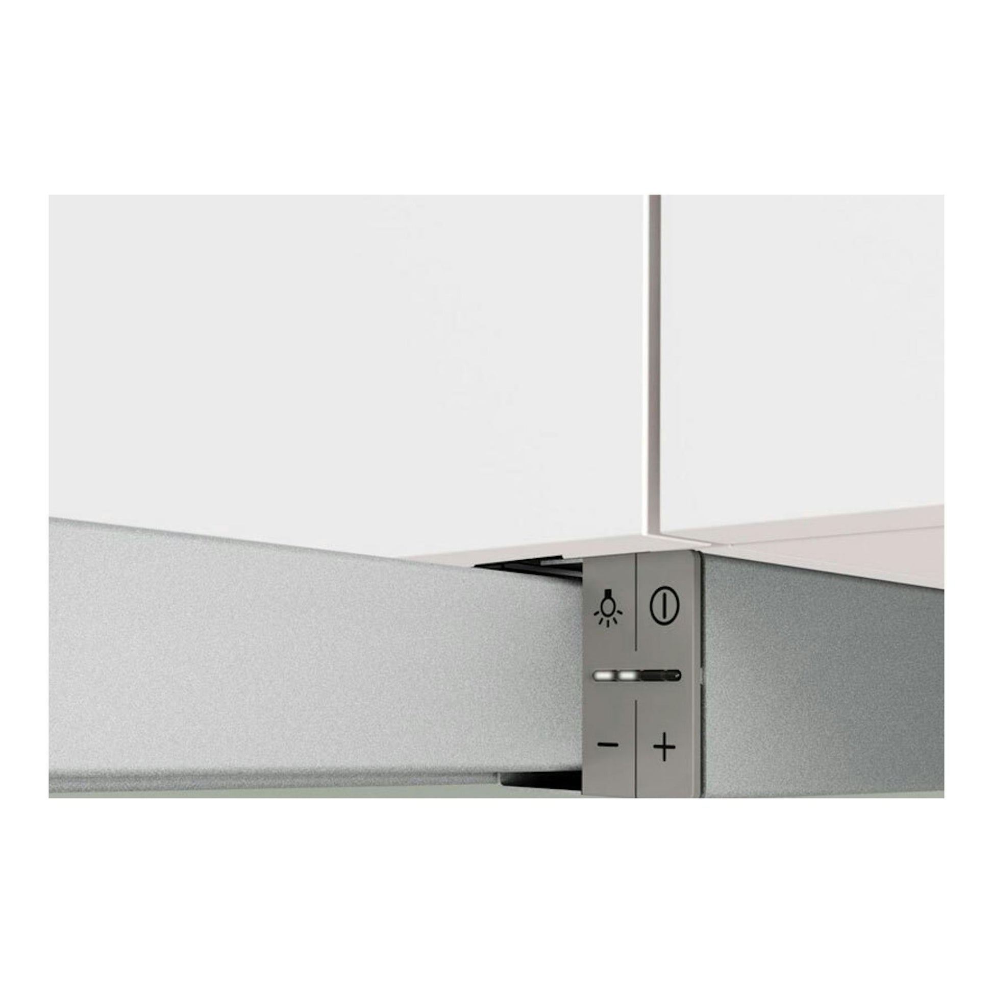 Campana telescópica Bosch DFS097A51 en inox, vista frontal con panel de control.