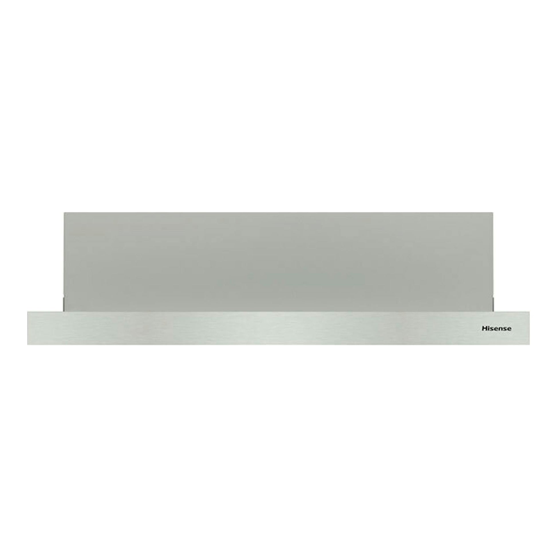 Campana telescópica Hisense CH6TL4BX en inox, vista frontal, panel extensible gris.