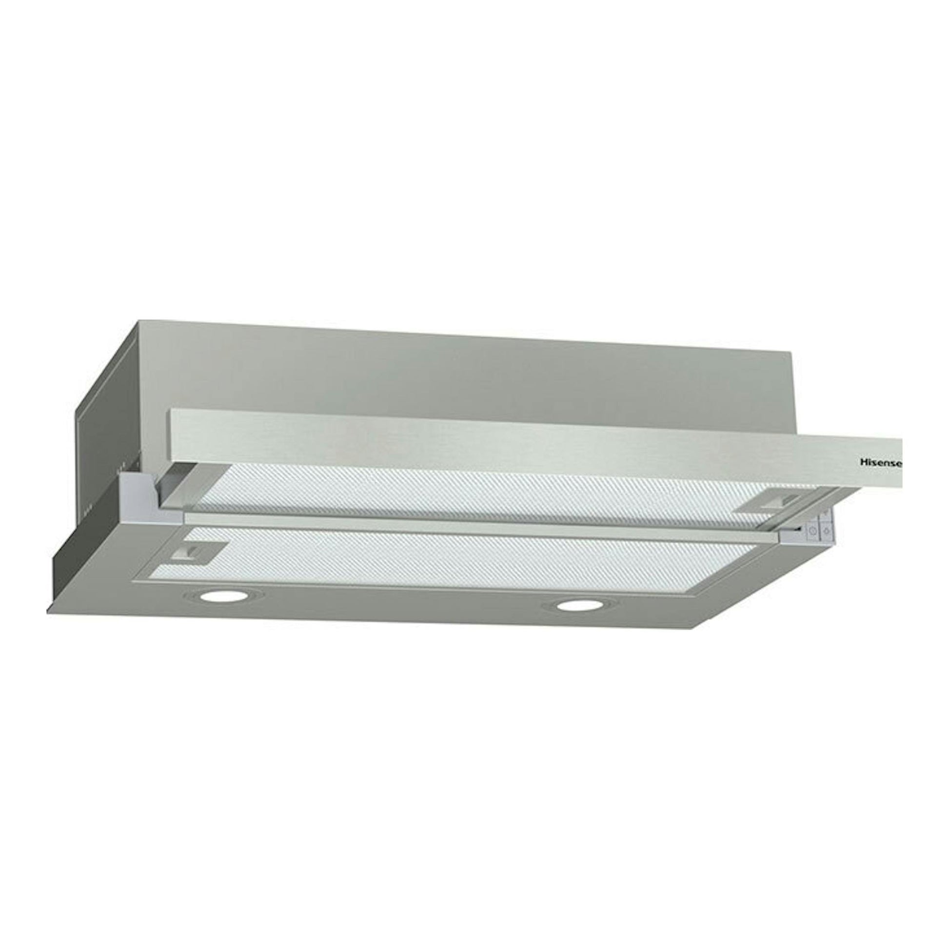 Campana telescópica Hisense CH6TL4BX inox, vista frontal inclinada, 60 cm.