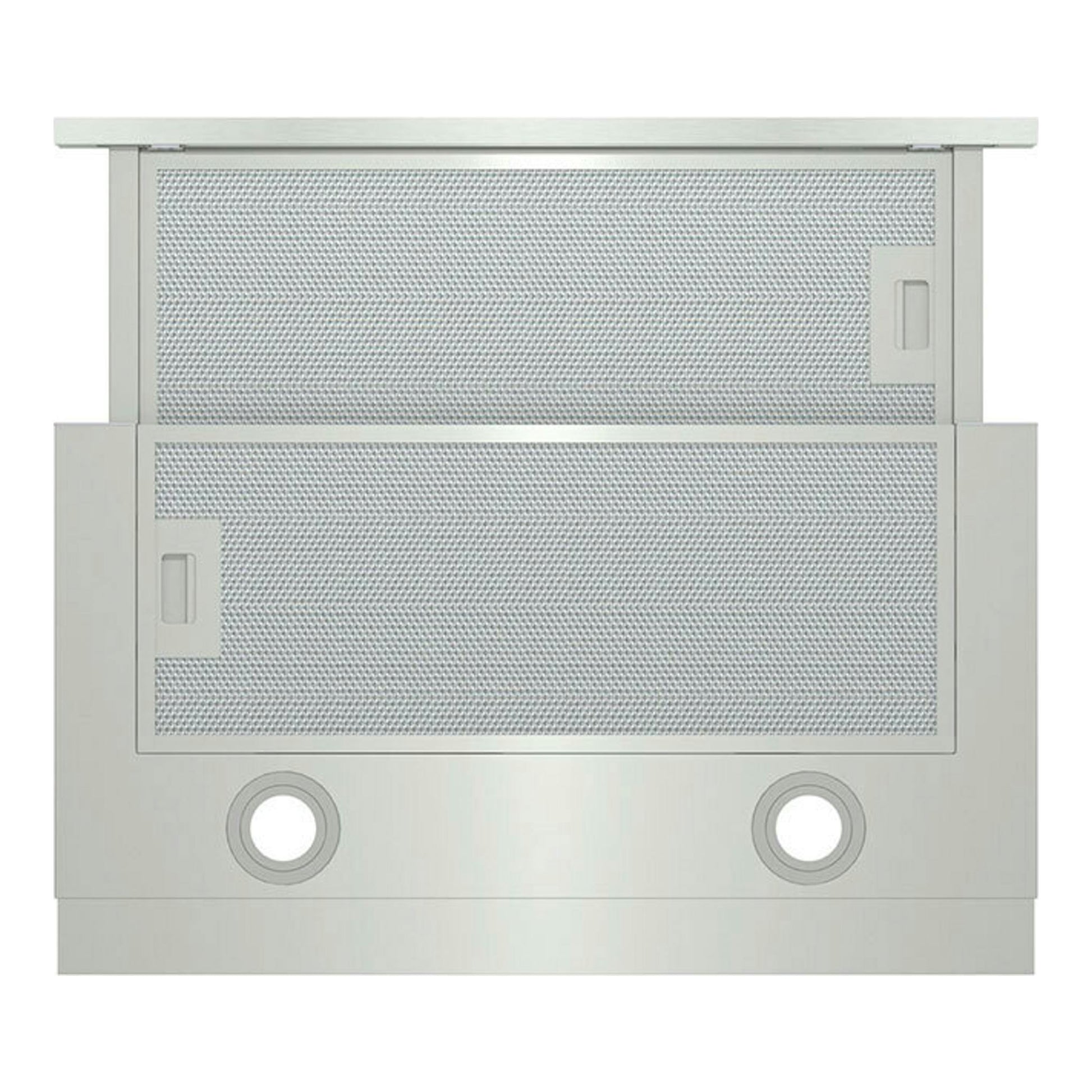Campana telescópica Hisense CH6TL4BX de inox, vista frontal, con dos paneles y dos mandos circulares.