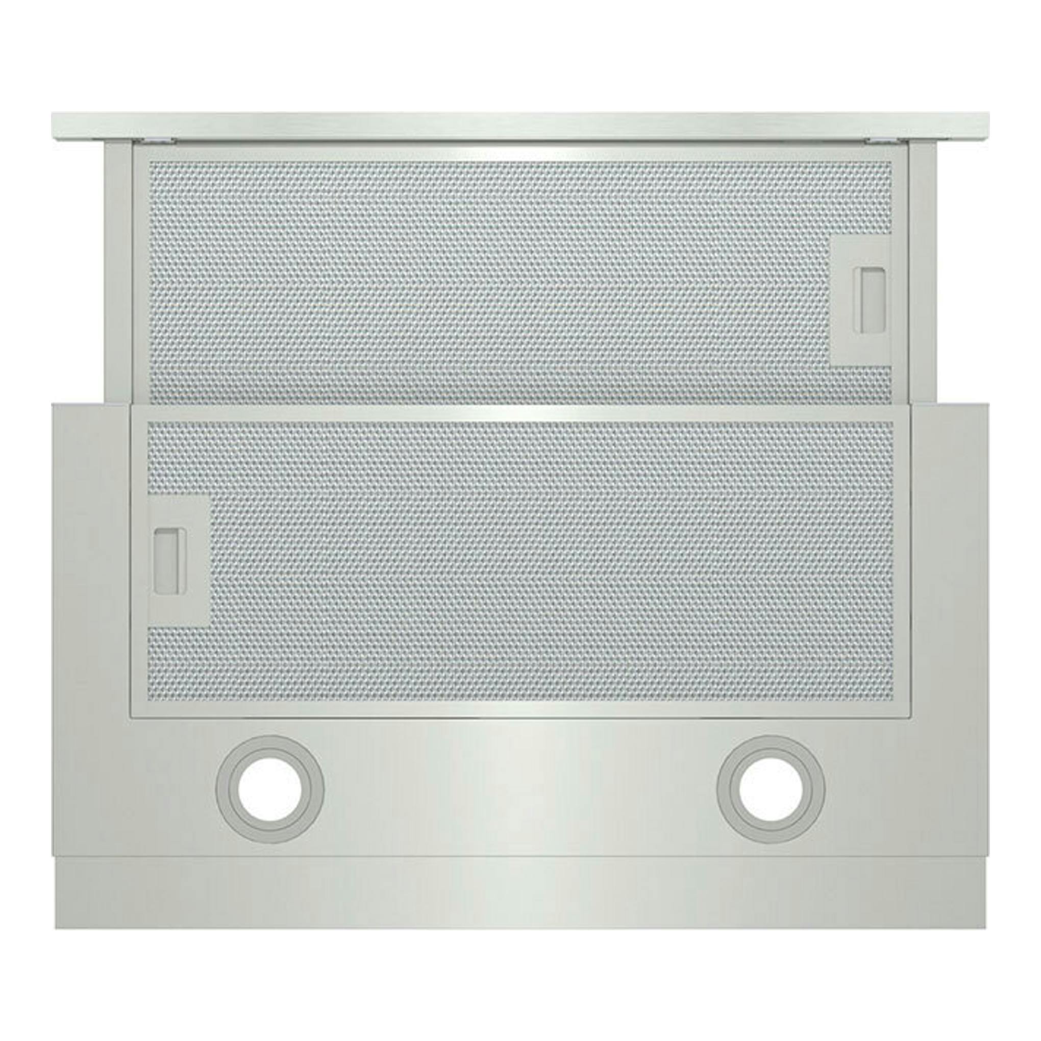 Campana telescópica Hisense CH6TL4BX de inox, vista frontal, con dos paneles y dos mandos circulares.