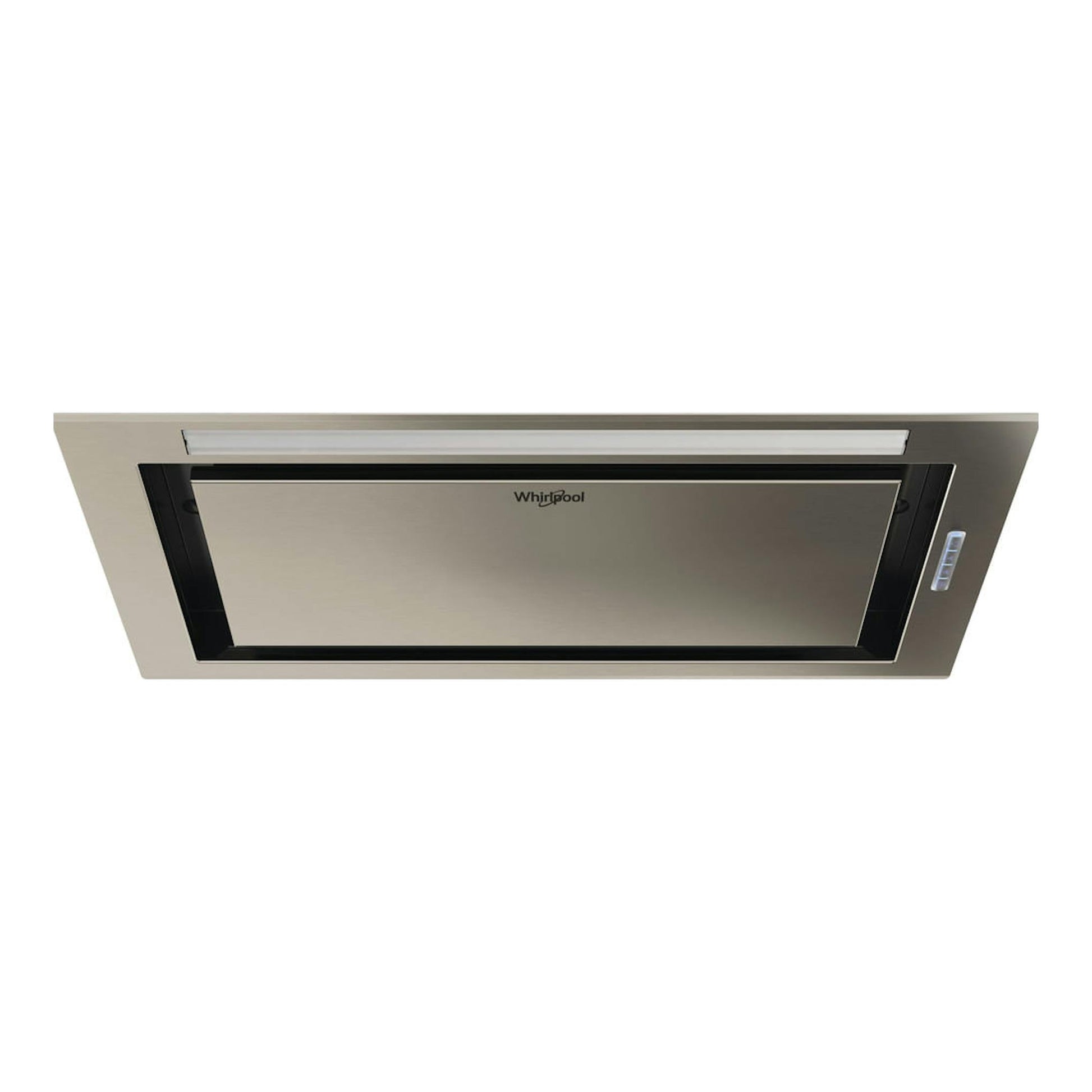 Campana integrable Whirlpool WCT3 64 FLB X en acero inoxidable, vista frontal inferior.