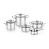 Batería de cocina BRA Profesional, 5 piezas de acero inoxidable con tapas de cristal