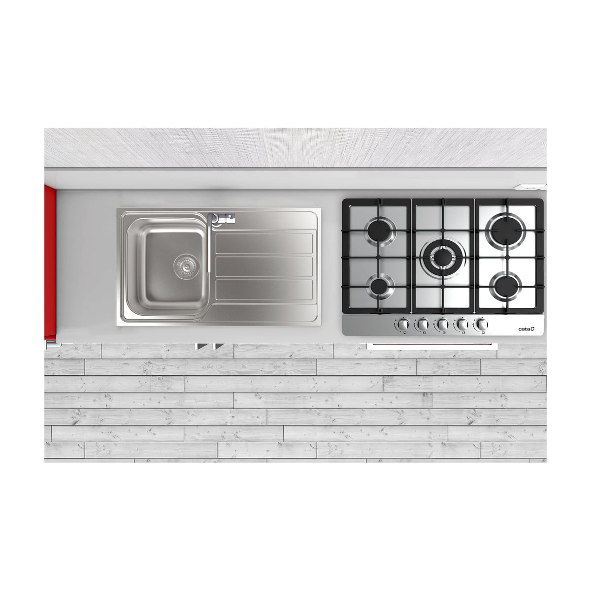 Placa de gas CATA LGI 7041 X/A de 68 cm con 5 quemadores