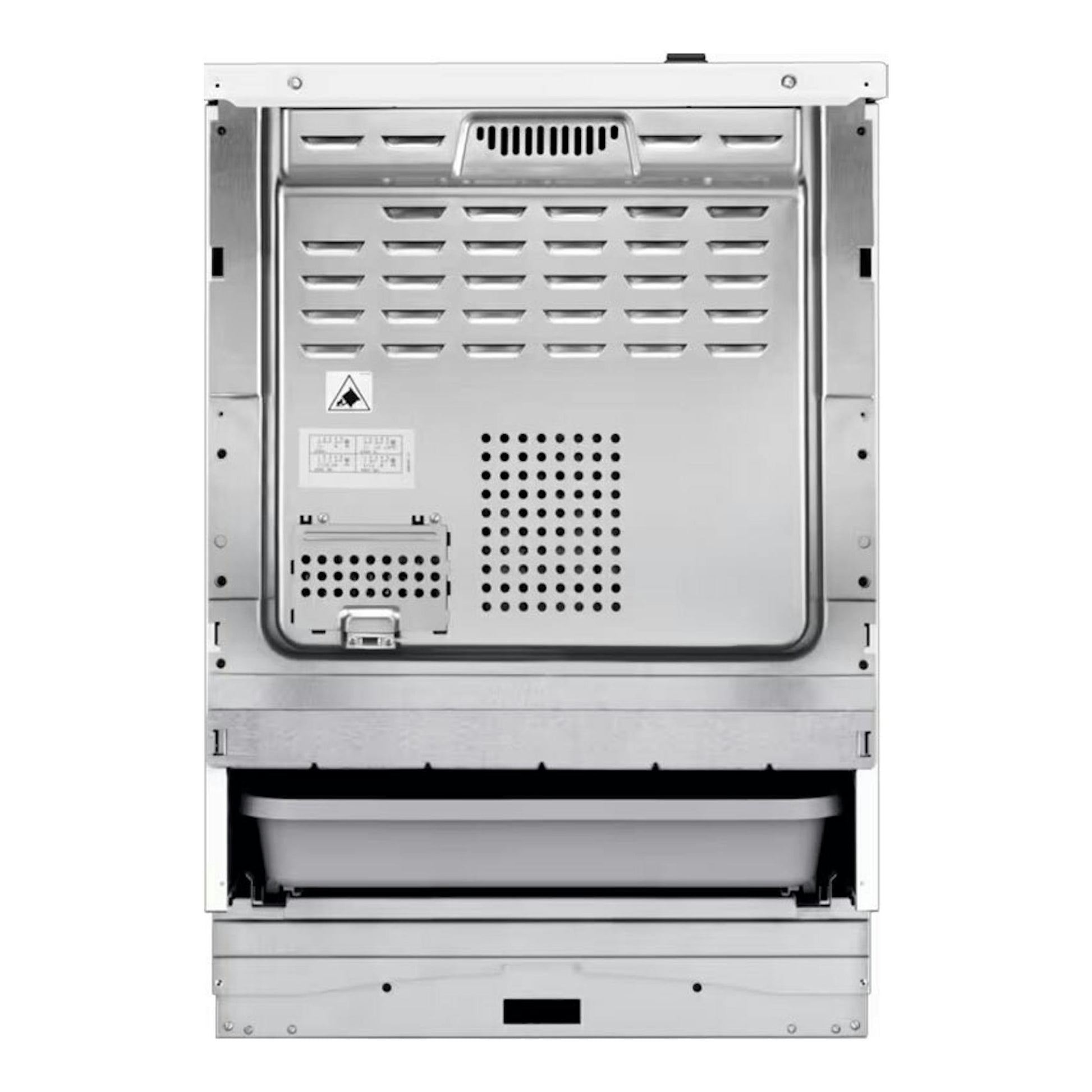 Cocina vitrocerámica AEG CCB6642CBM de 60 cm, vista trasera en acero inoxidable.
