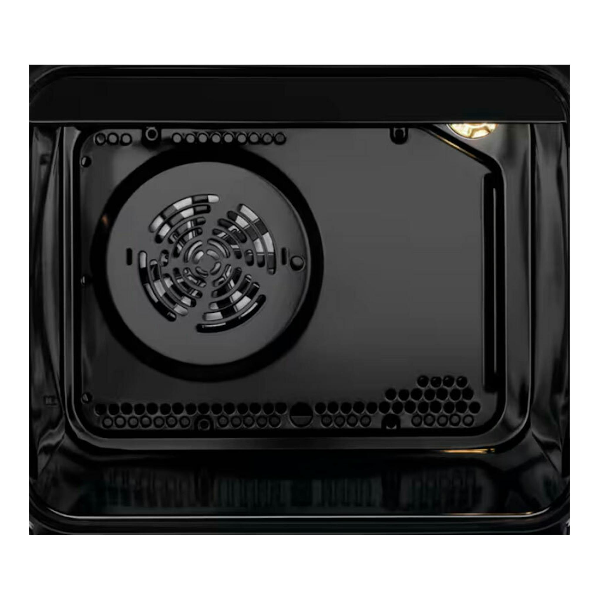Electrolux LKR620066W, panel trasero negro con ventilador circular y rejillas.