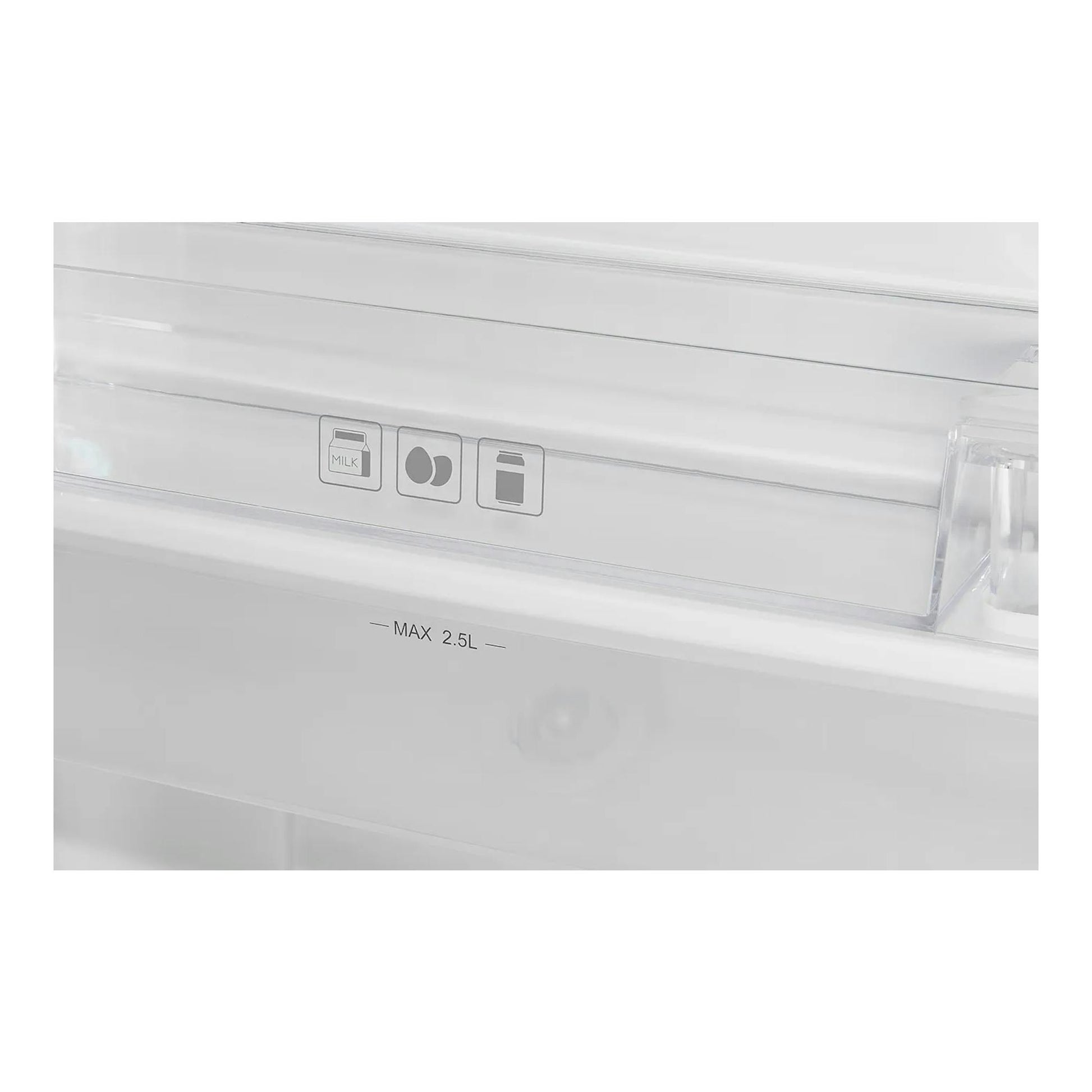 Interior de frigorífico combi Exquisit KGC265-70-WS-040E, cajón transparente con marcas de 2,5 L.
