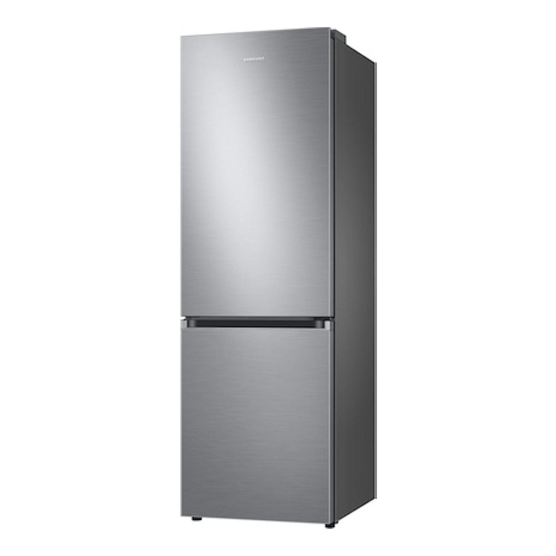Frigorífico combi Samsung RB34C705CS9/EF en inox, vista frontal ligeramente angulada.