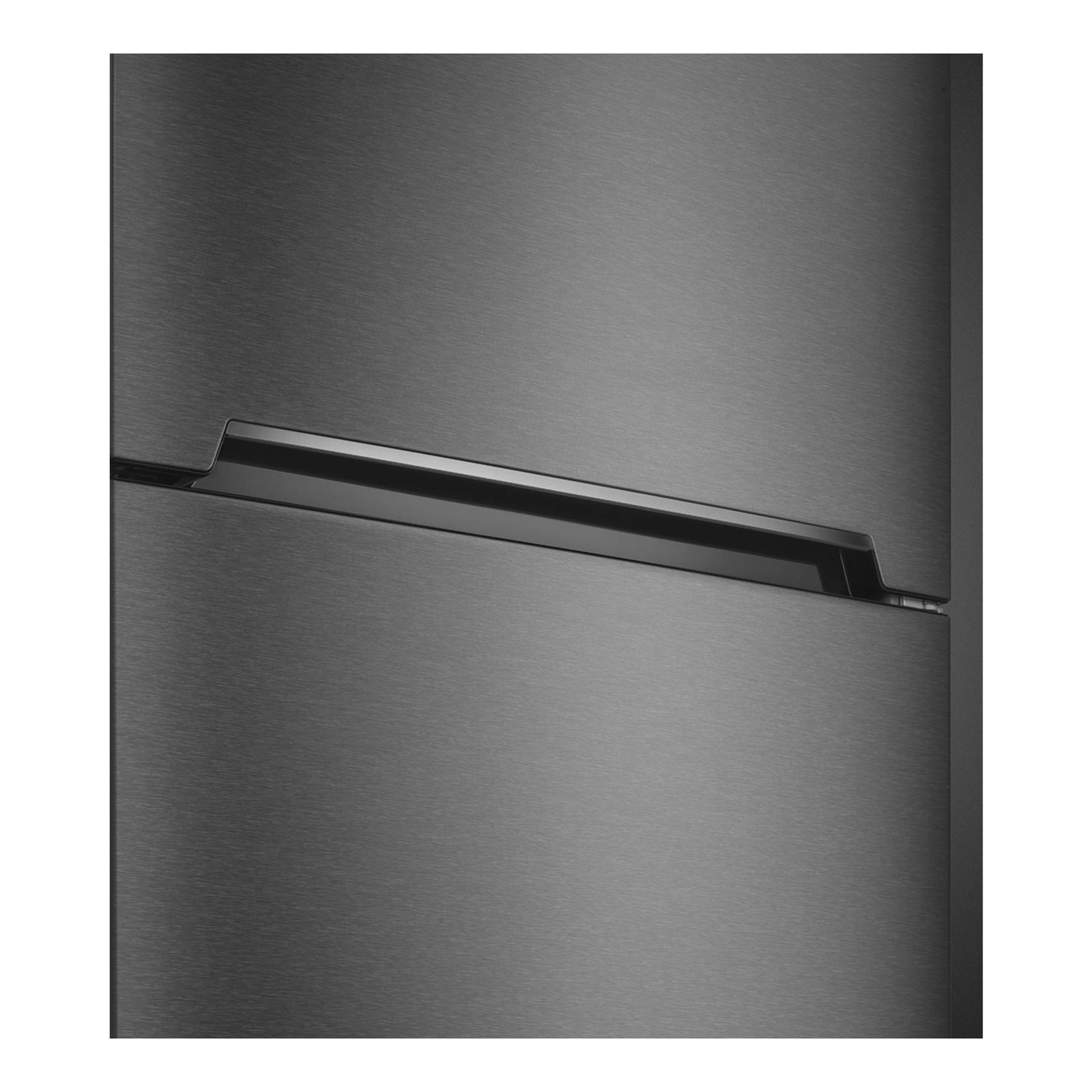 Frigorífico combi Smeg FC48KDND gris, vista frontal en primer plano con acabado de acero cepillado.