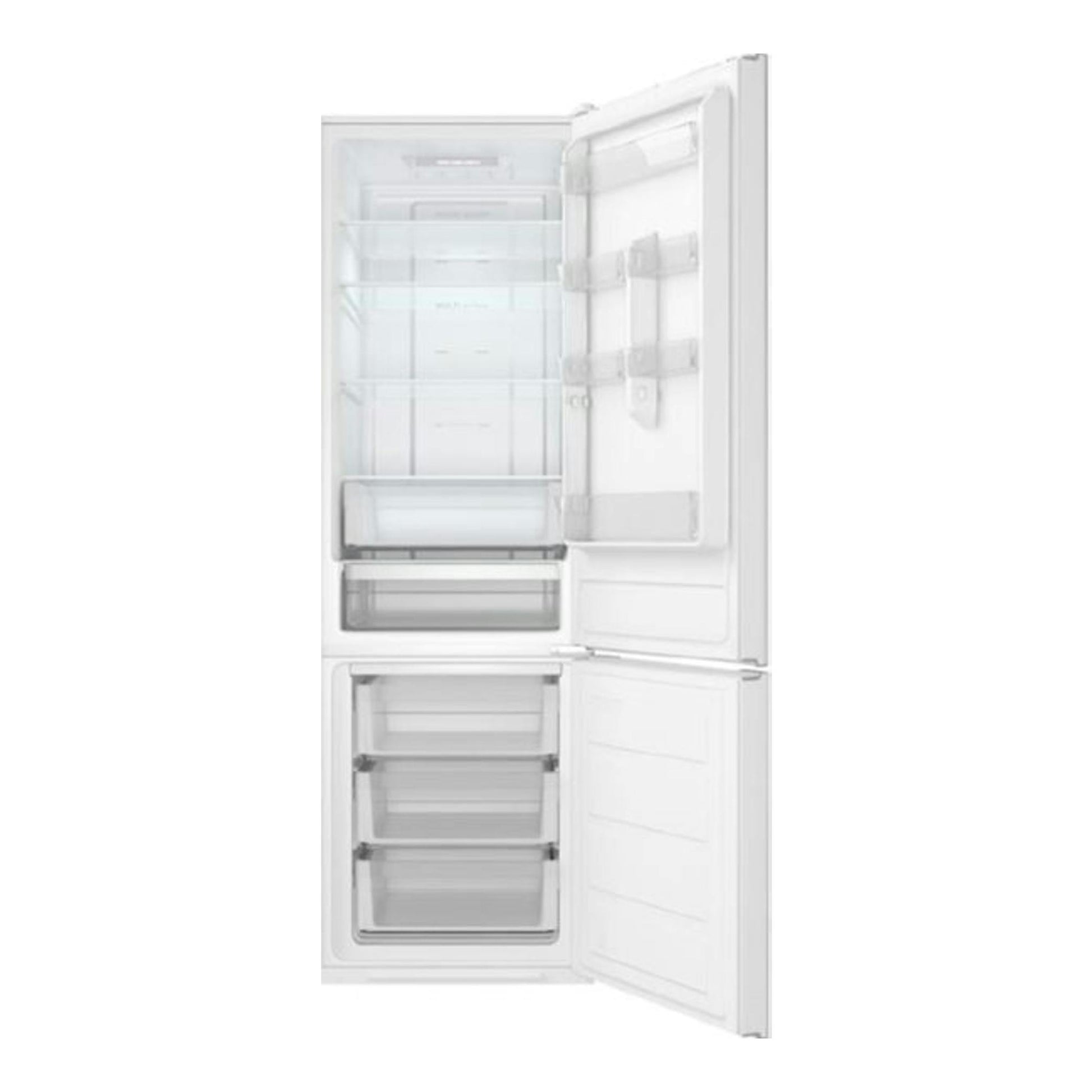 Frigorífico combi Teka NFL 430 S White EU, blanco, vista frontal con puertas abiertas.