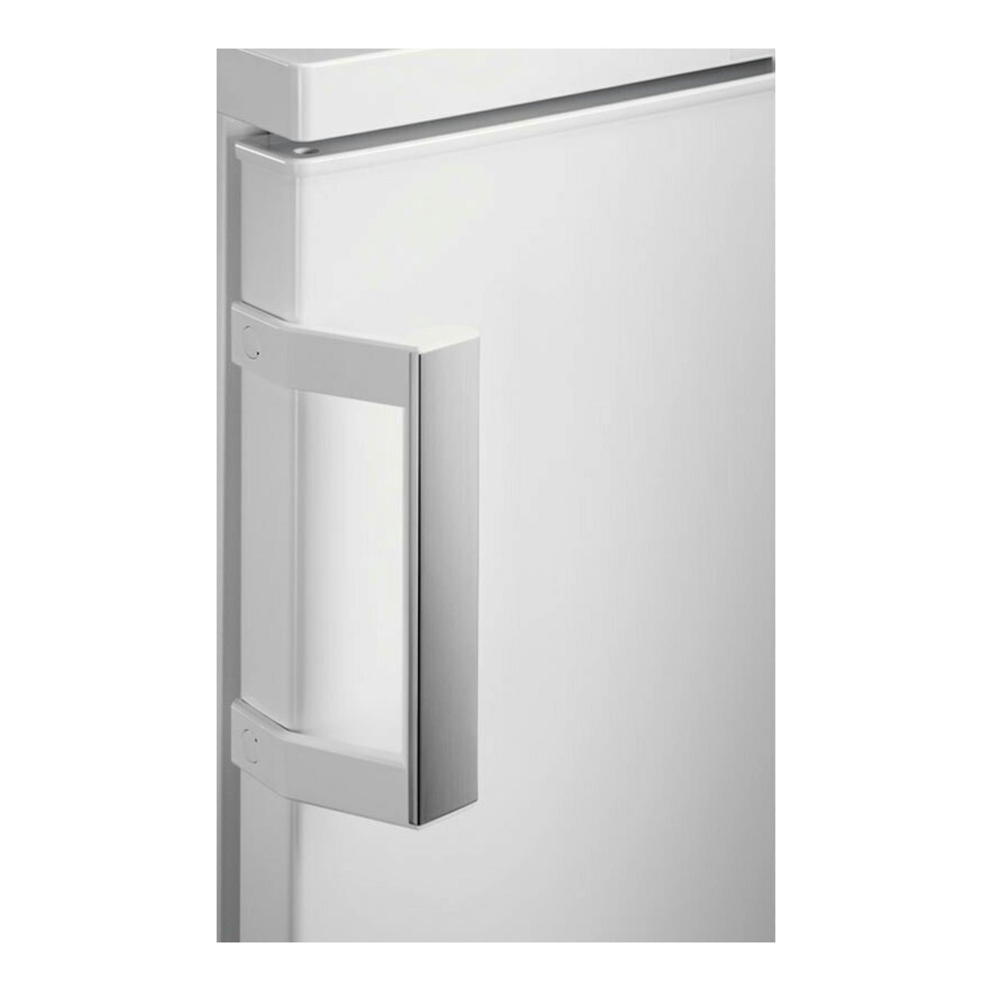 Congelador AEG ATB48E1AW blanco, vista frontal parcial de la puerta con asa vertical.