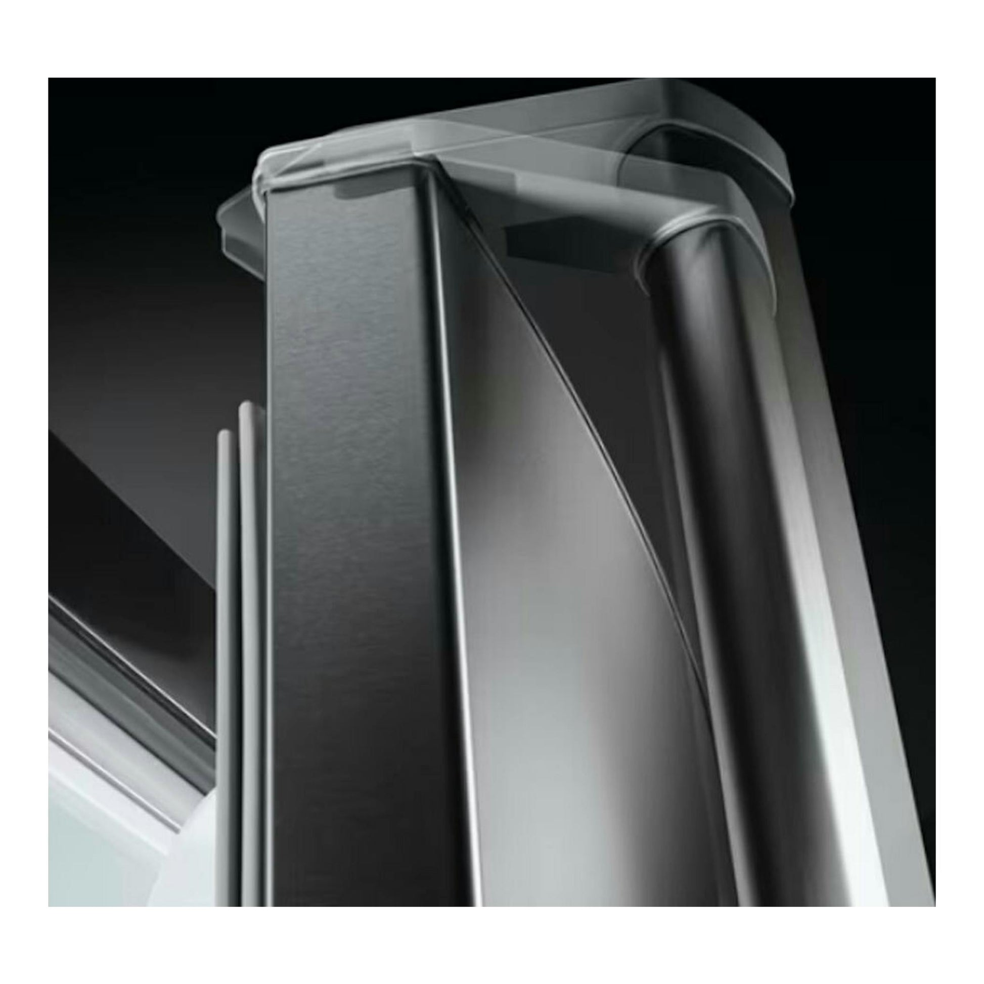Congelador AEG OAG7M281EW, detalle en primer plano de la puerta y el tirador en tono oscuro.