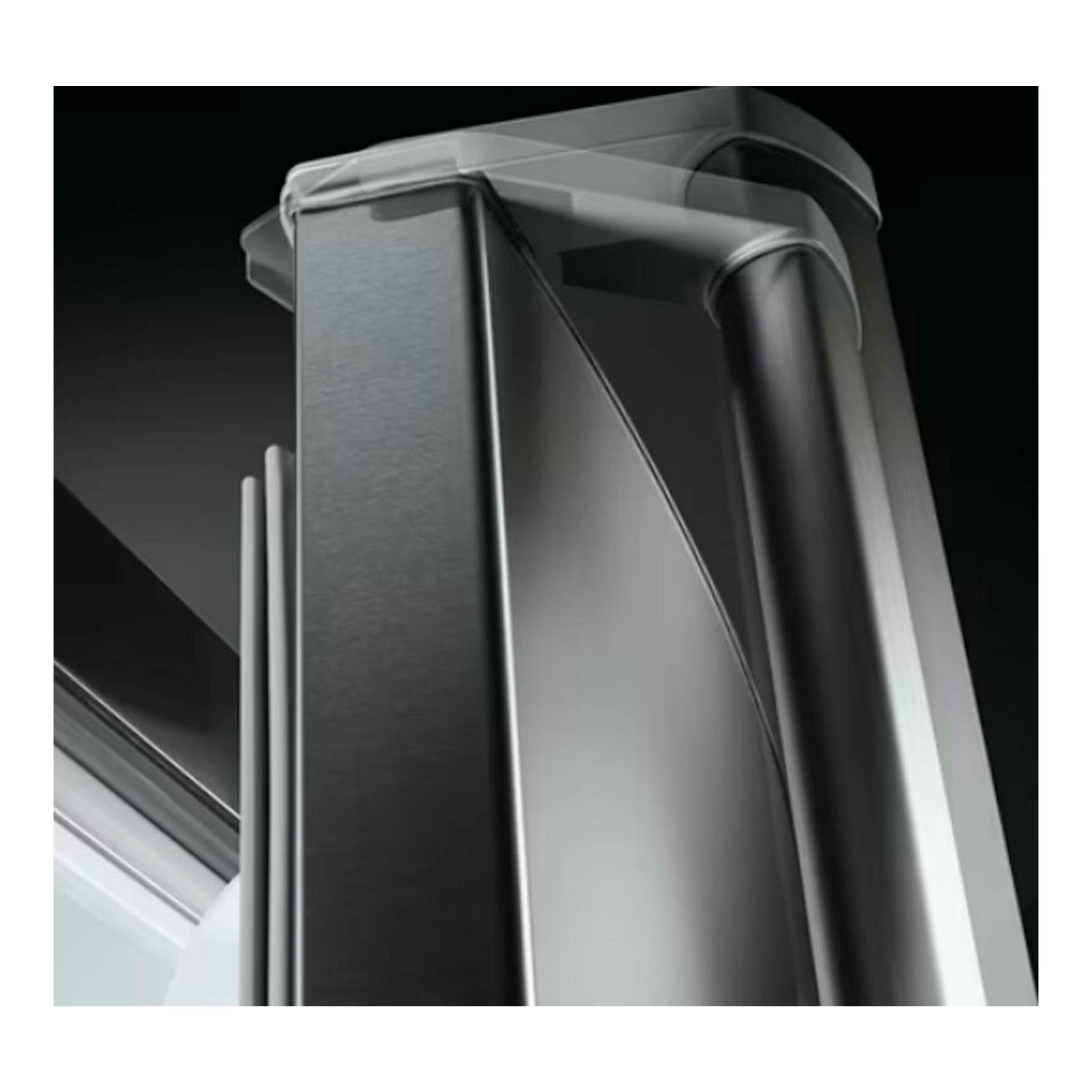 Congelador AEG OAG7M281EW, detalle en primer plano de la puerta y el tirador en tono oscuro.