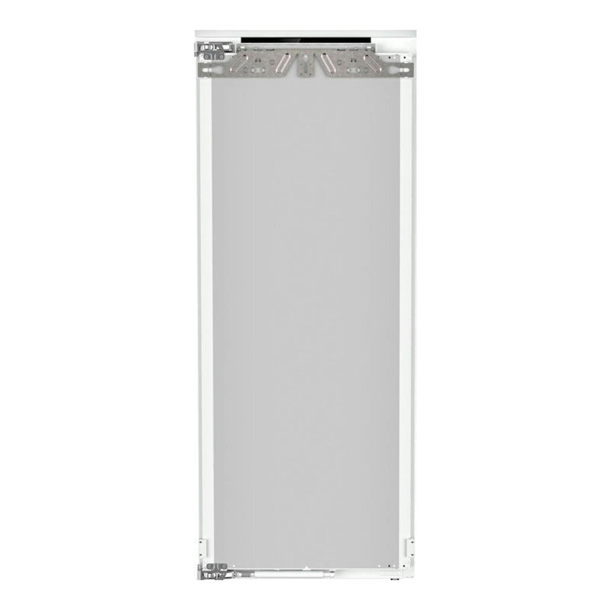 Congelador integrable Liebherr SIFNdi 4556, vista frontal, panel gris y marco blanco con herrajes metálicos.