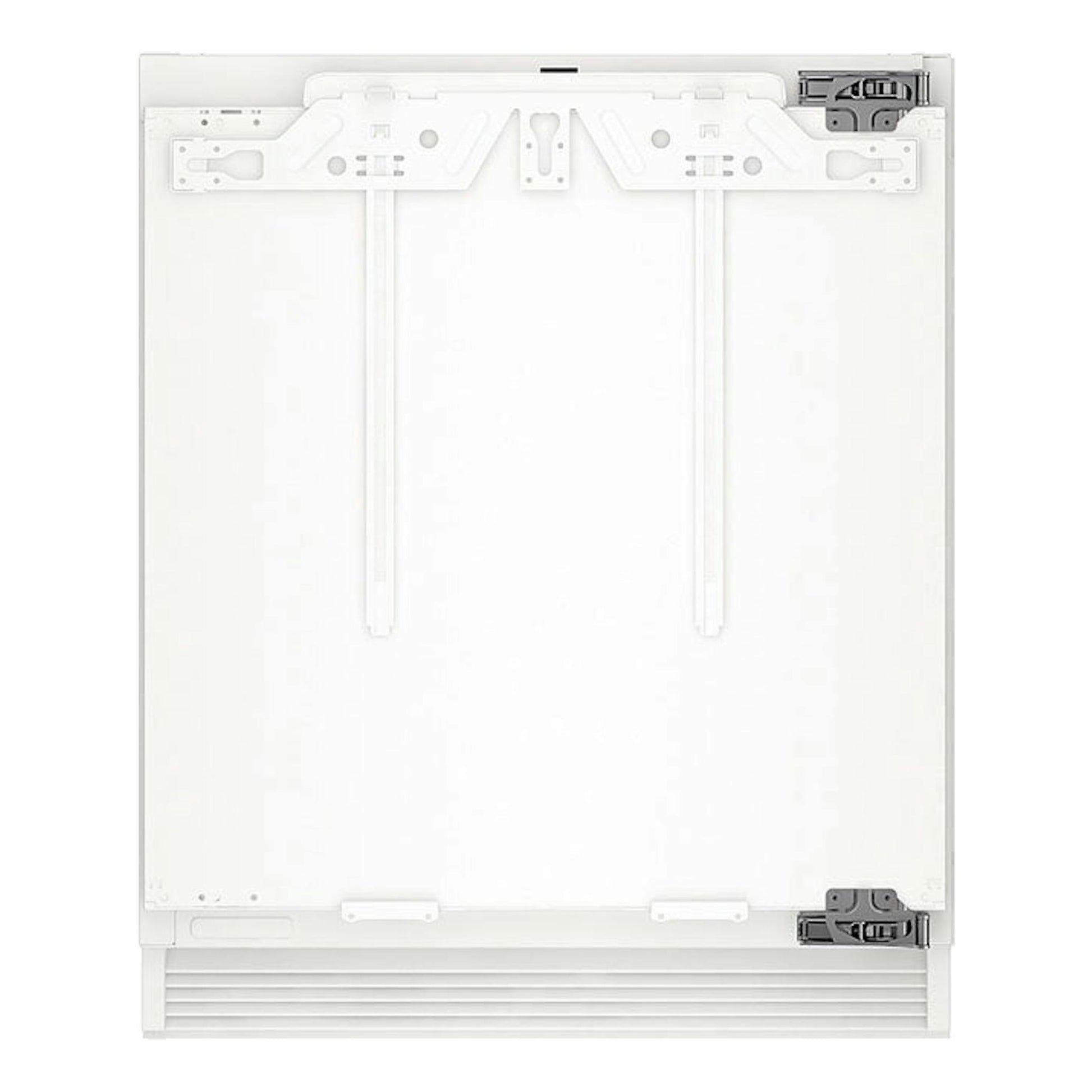Liebherr SUIG 1514 001 26, congelador integrable blanco, vista frontal con soportes de montaje.