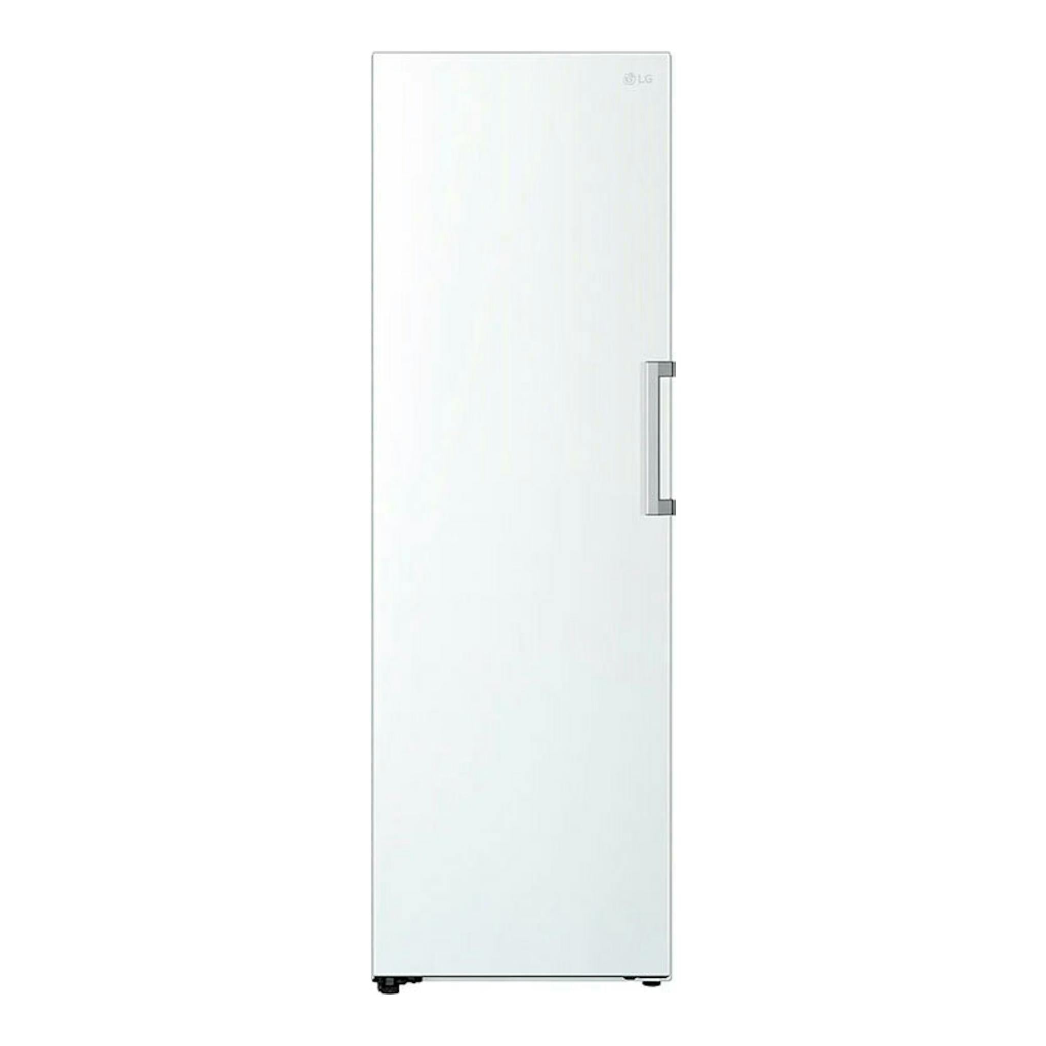 Congelador vertical LG GFT41SWGSZ blanco, vista frontal, con tirador lateral derecho.