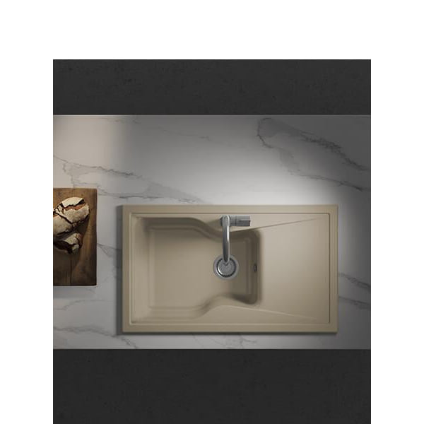 Fregadero Poalgi City 321 Roc Stone, albero brillo, una cubeta y escurridor