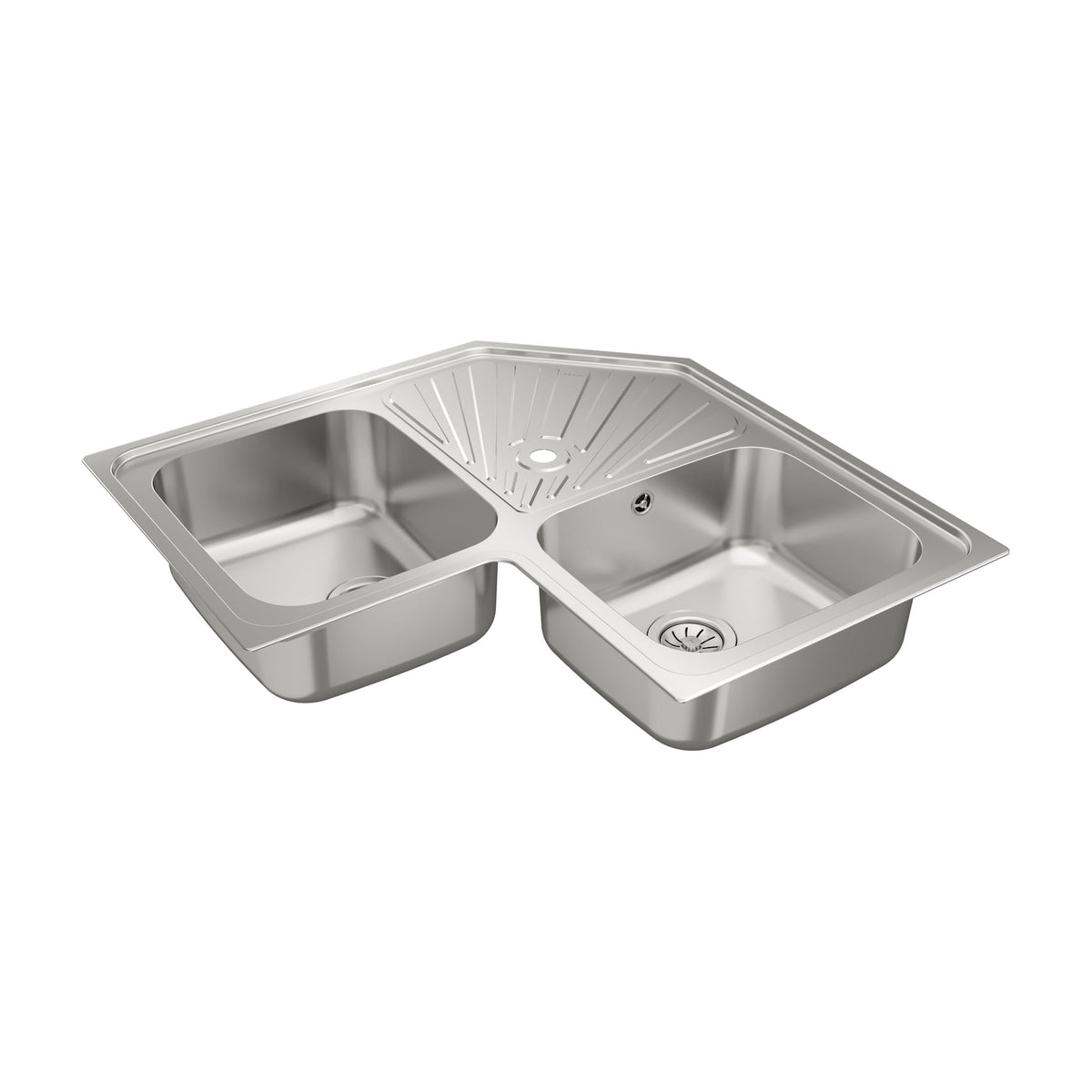 Fregadero Teka Angular 2C SF de esquina, 2 cubetas y acero inoxidable